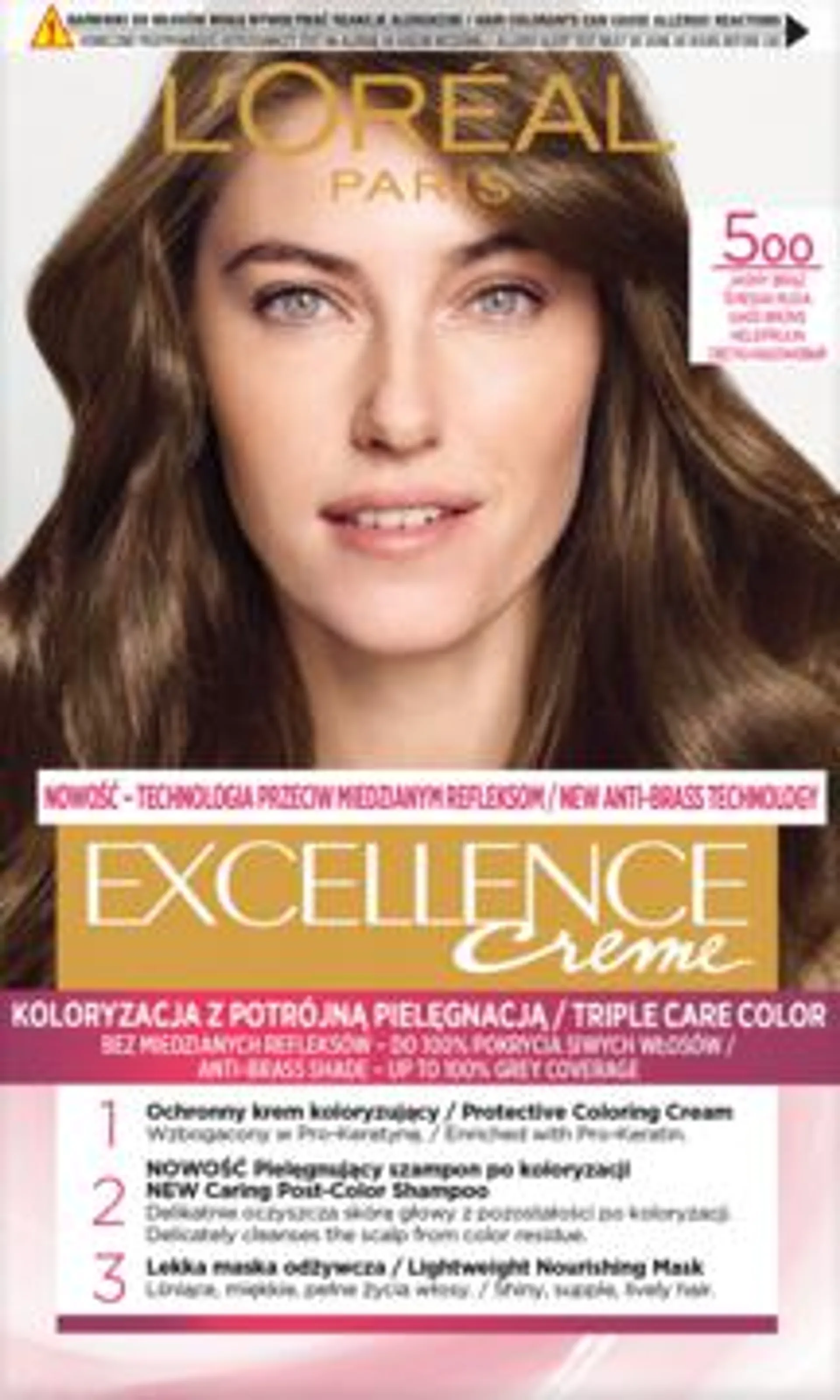 L'ORÉAL PARIS Creme Excellence krem koloryzujący, ochronny, nr 500 Jasny Brąz 1 szt., nr kat. 18042