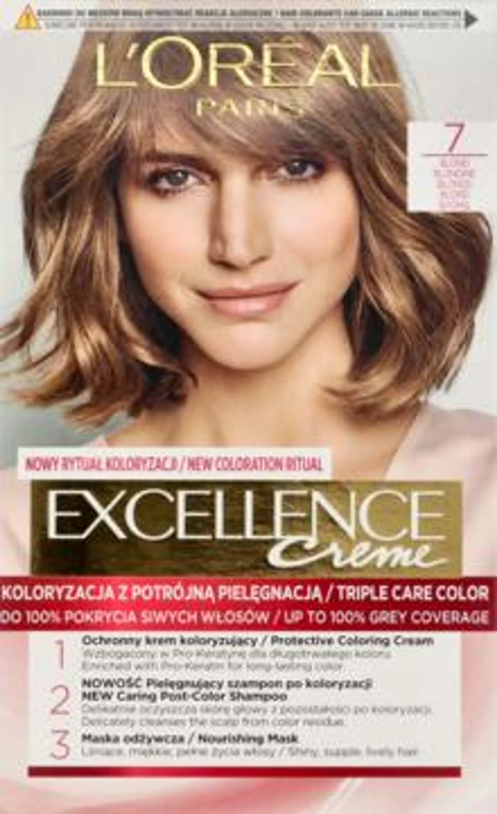 L'ORÉAL PARIS EXCELLENCE krem koloryzujący, ochronny, nr 7 Blond 1 szt., nr kat. 18040