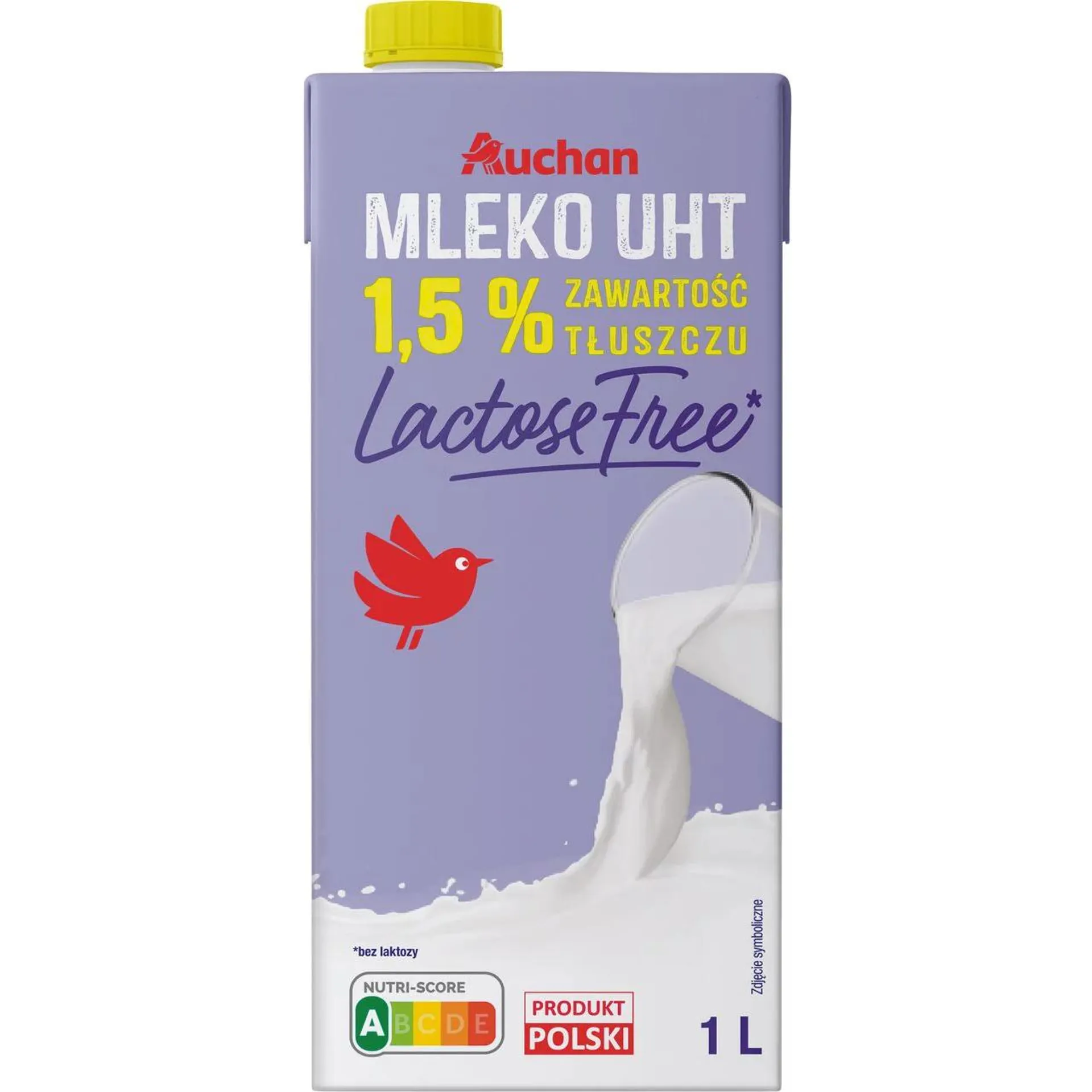 Mleko UHT 1.5% bez laktozy Auchan 1 l