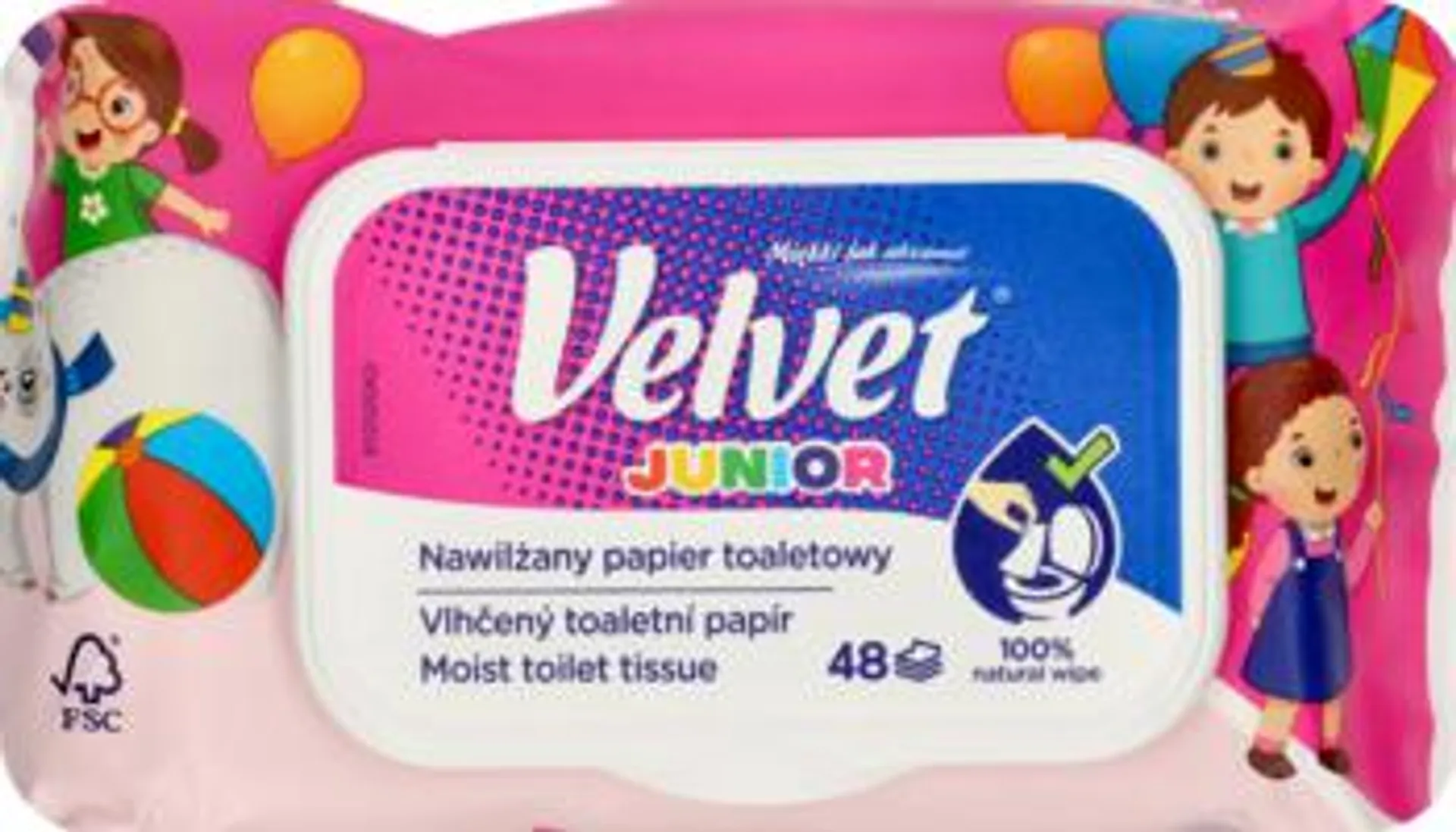 VELVET Junior nawilżany papier toaletowy dla dzieci 48 szt., nr kat. 140178