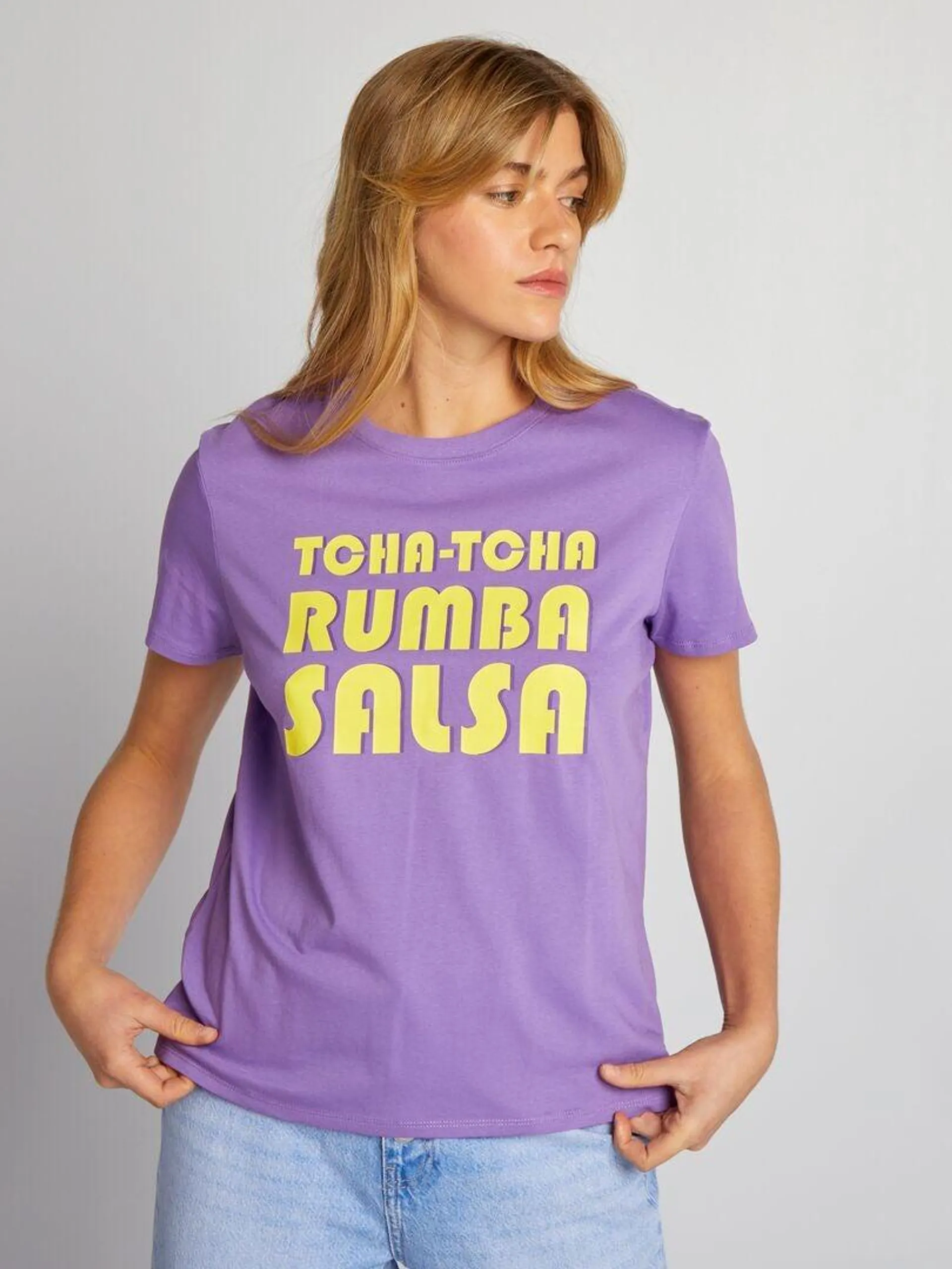 T-shirt en jersey imprimé - Violet