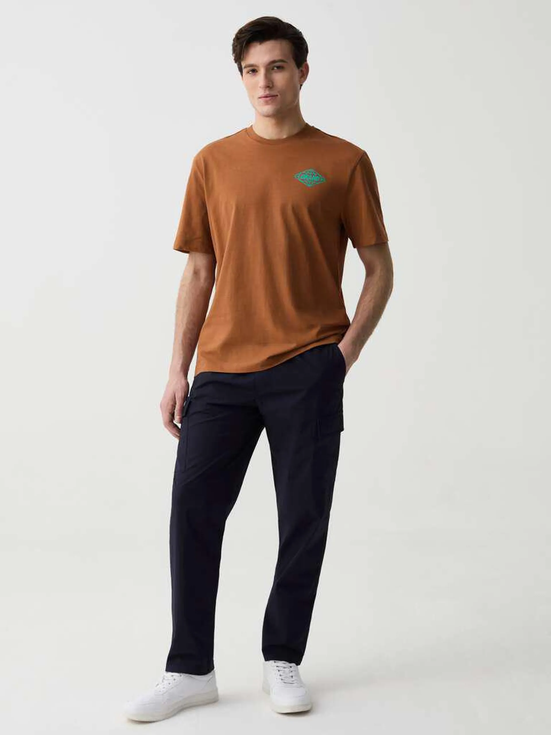 Denim Blue Cargo trousers in stretch cotton