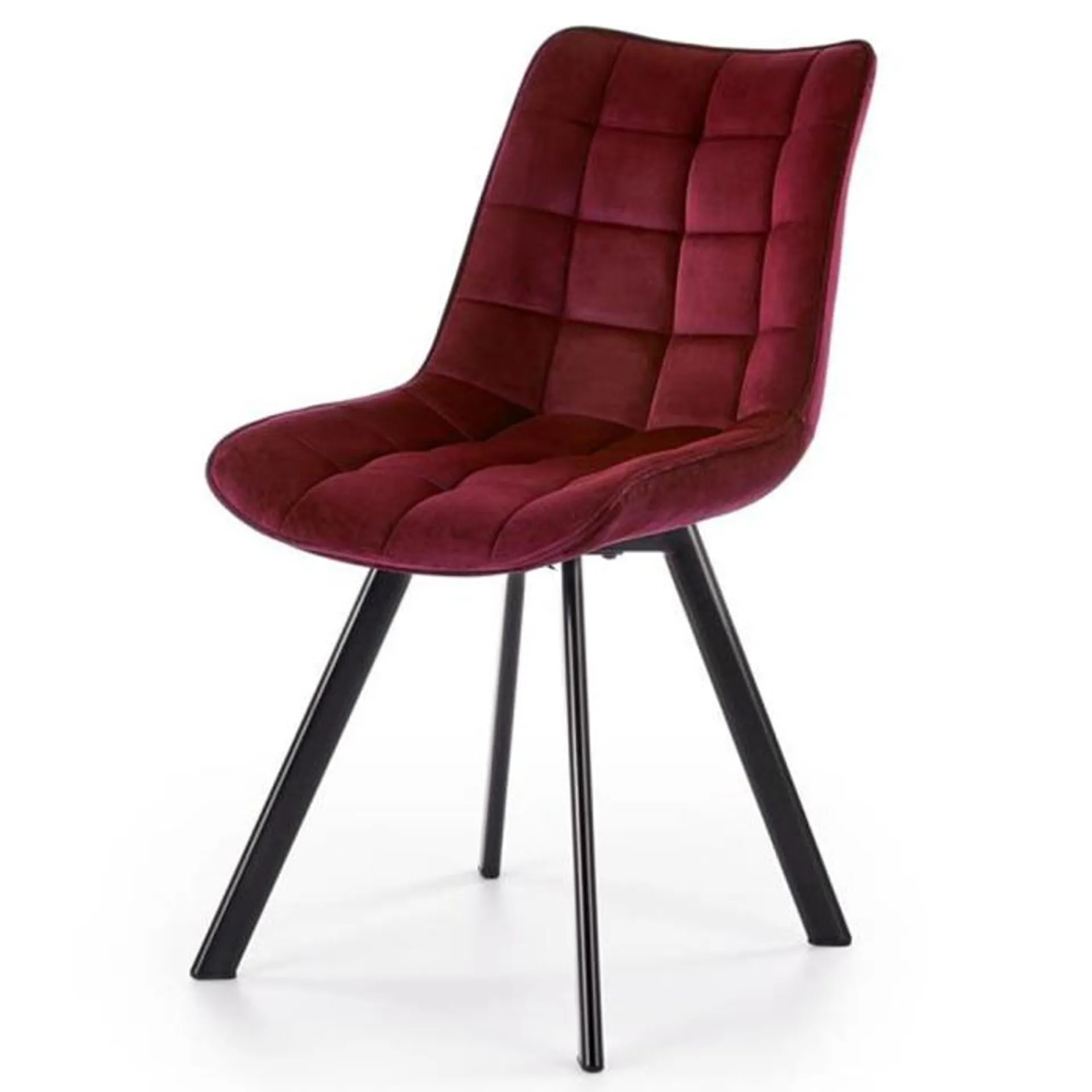 Krzesło tapicerowane bordowe nogi czarne metalowe K332