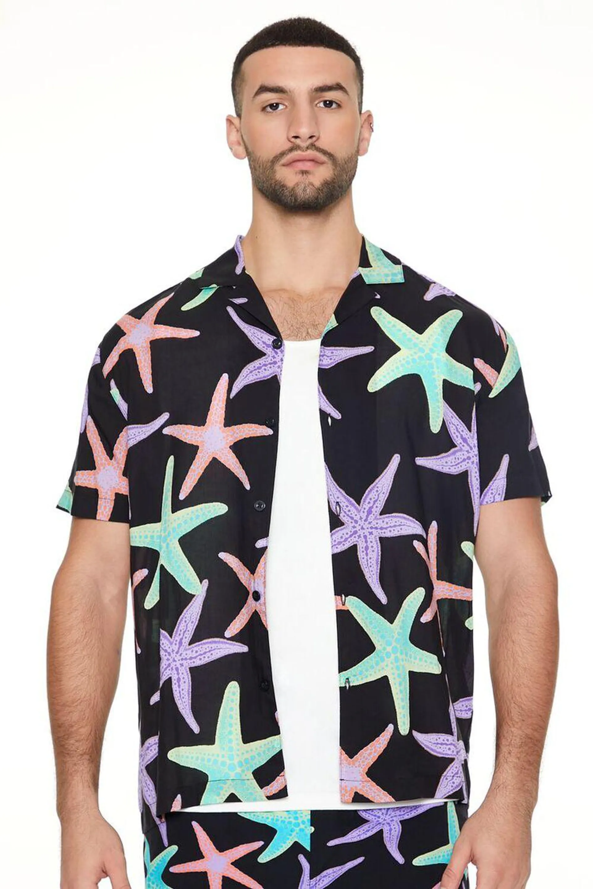 Starfish Print Drop-Sleeve Shirt