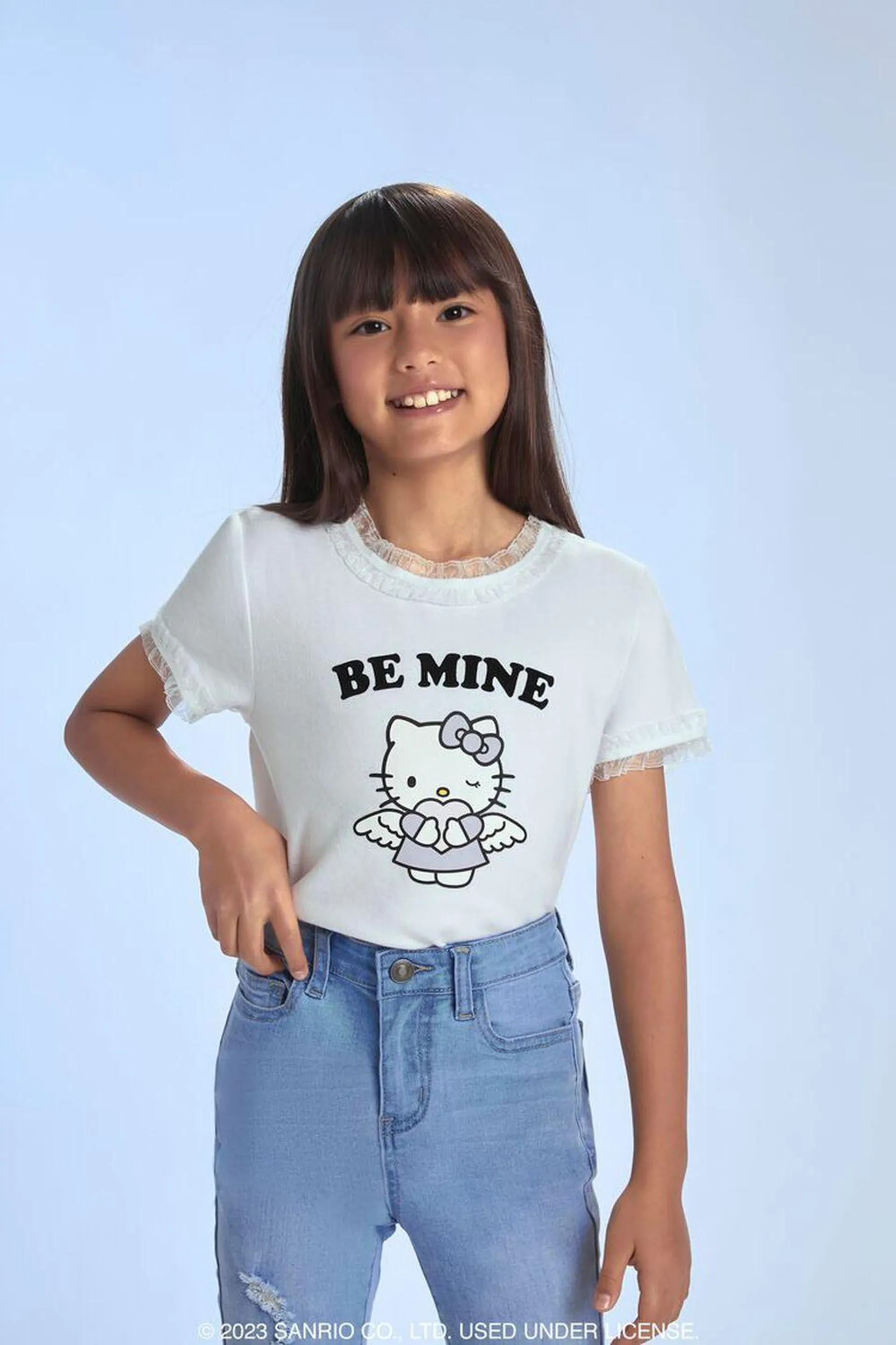 Girls Hello Kitty Lace-Trim Graphic Tee (Kids)