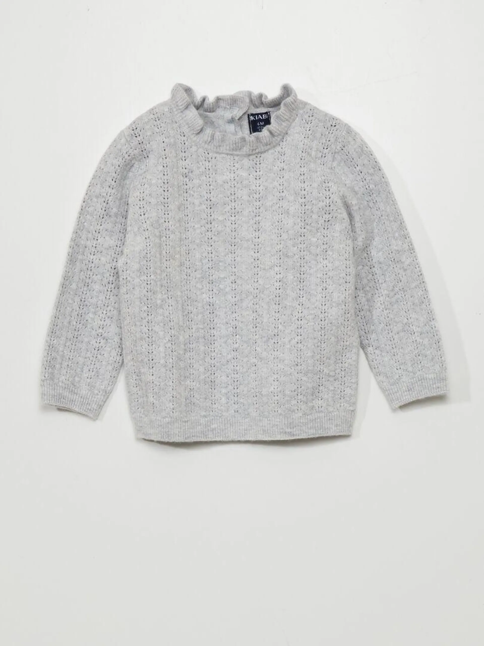 Pull en maille ajourée - Gris