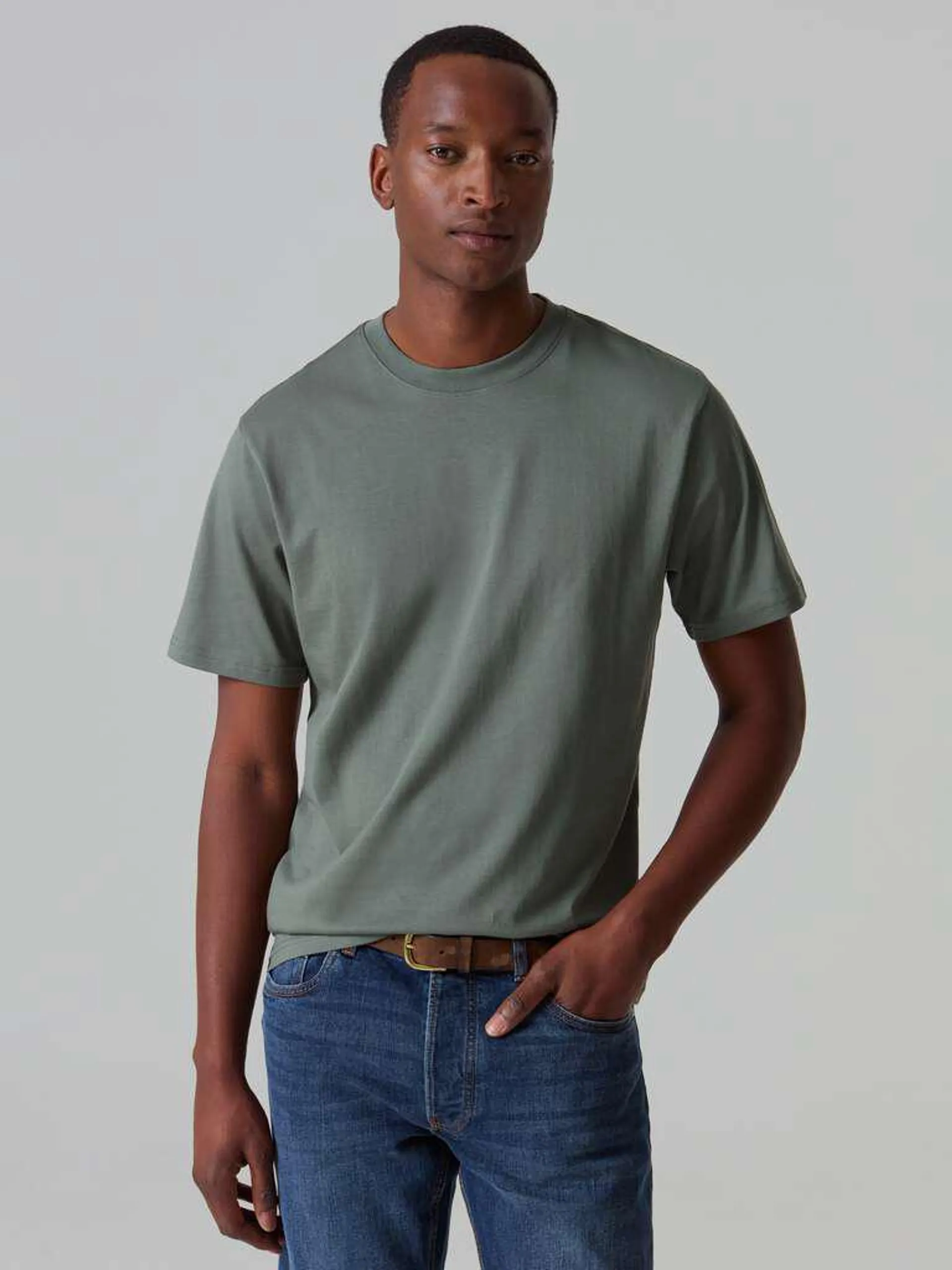 Sage Green Supima cotton T-shirt with round neck