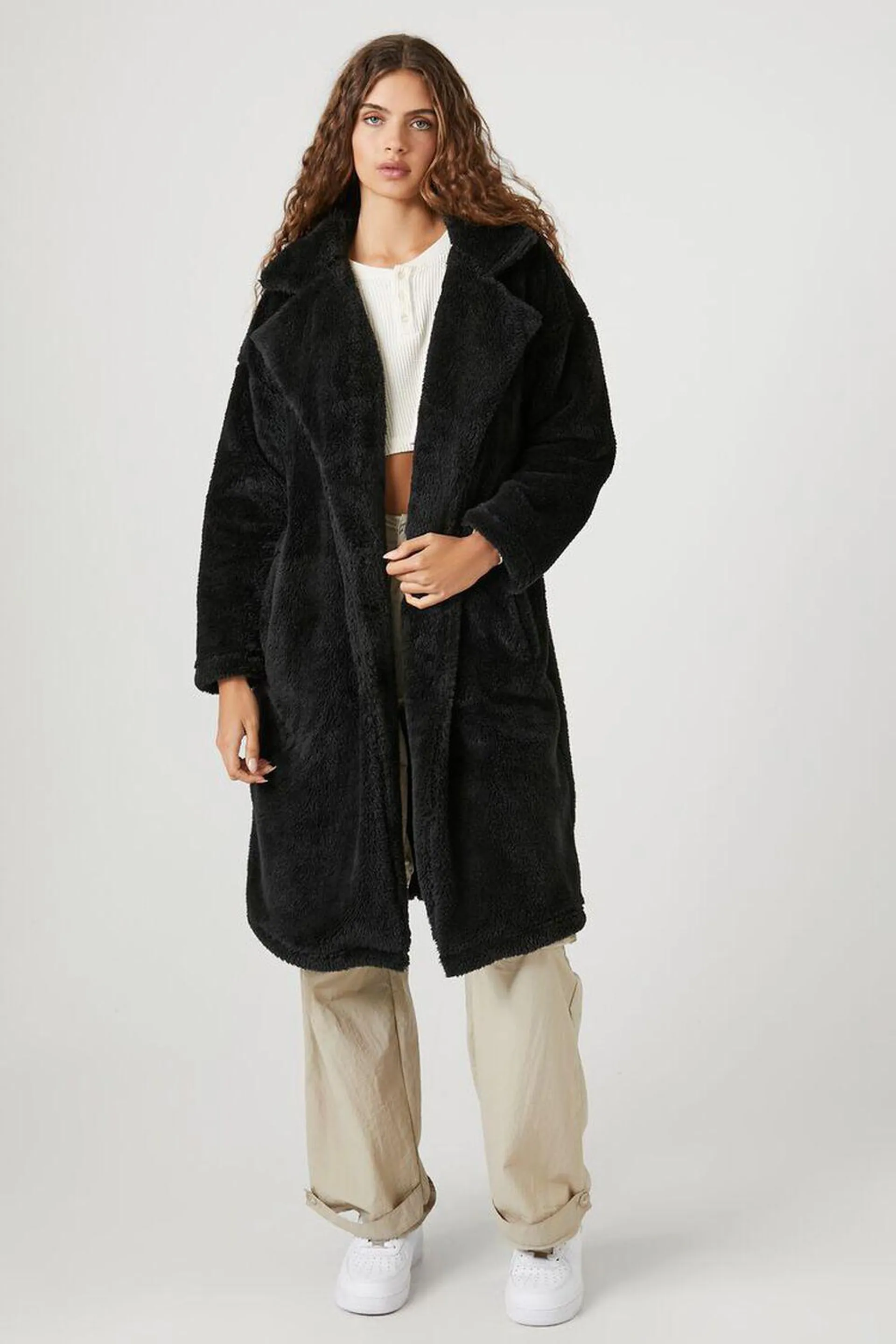 Faux Shearling Teddy Duster Coat