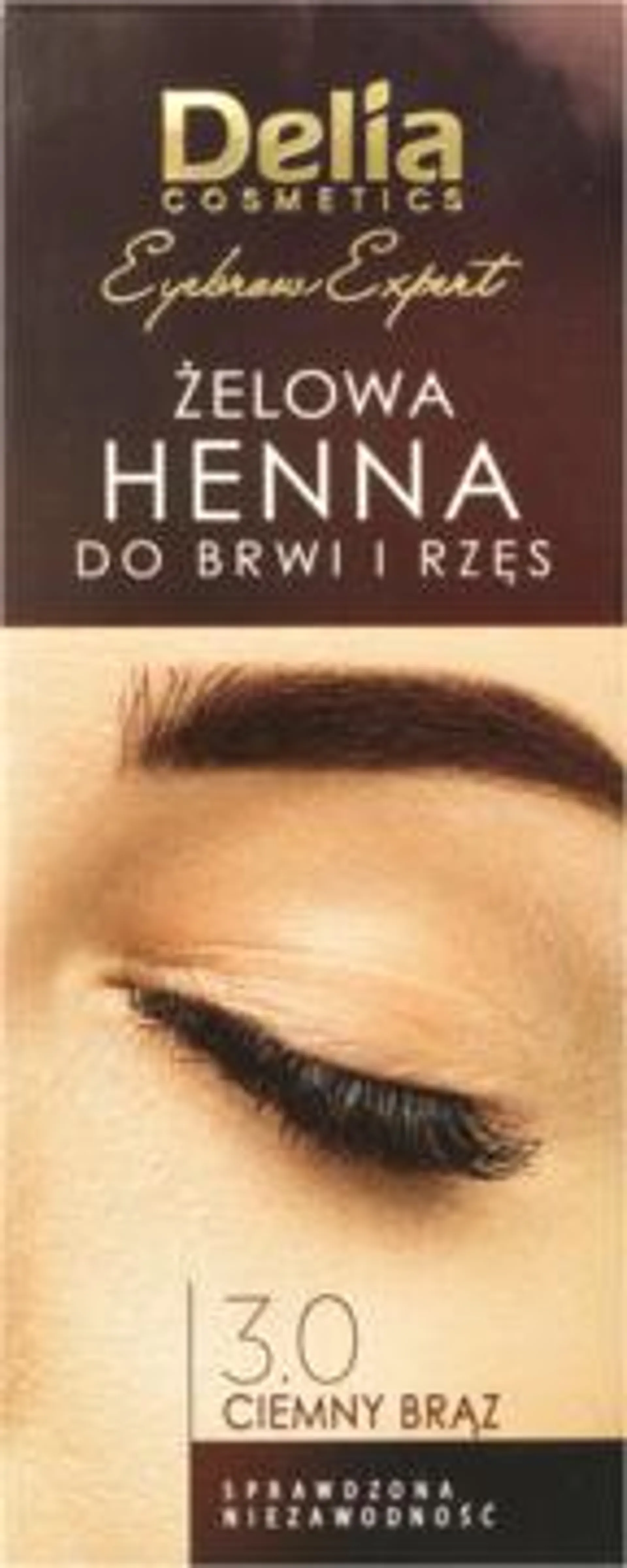 DELIA COSMETICS Eyebrow Expert henna do brwi i rzęs, żelowa, nr 3.0 Ciemny Brąz 1 szt., nr kat. 211489