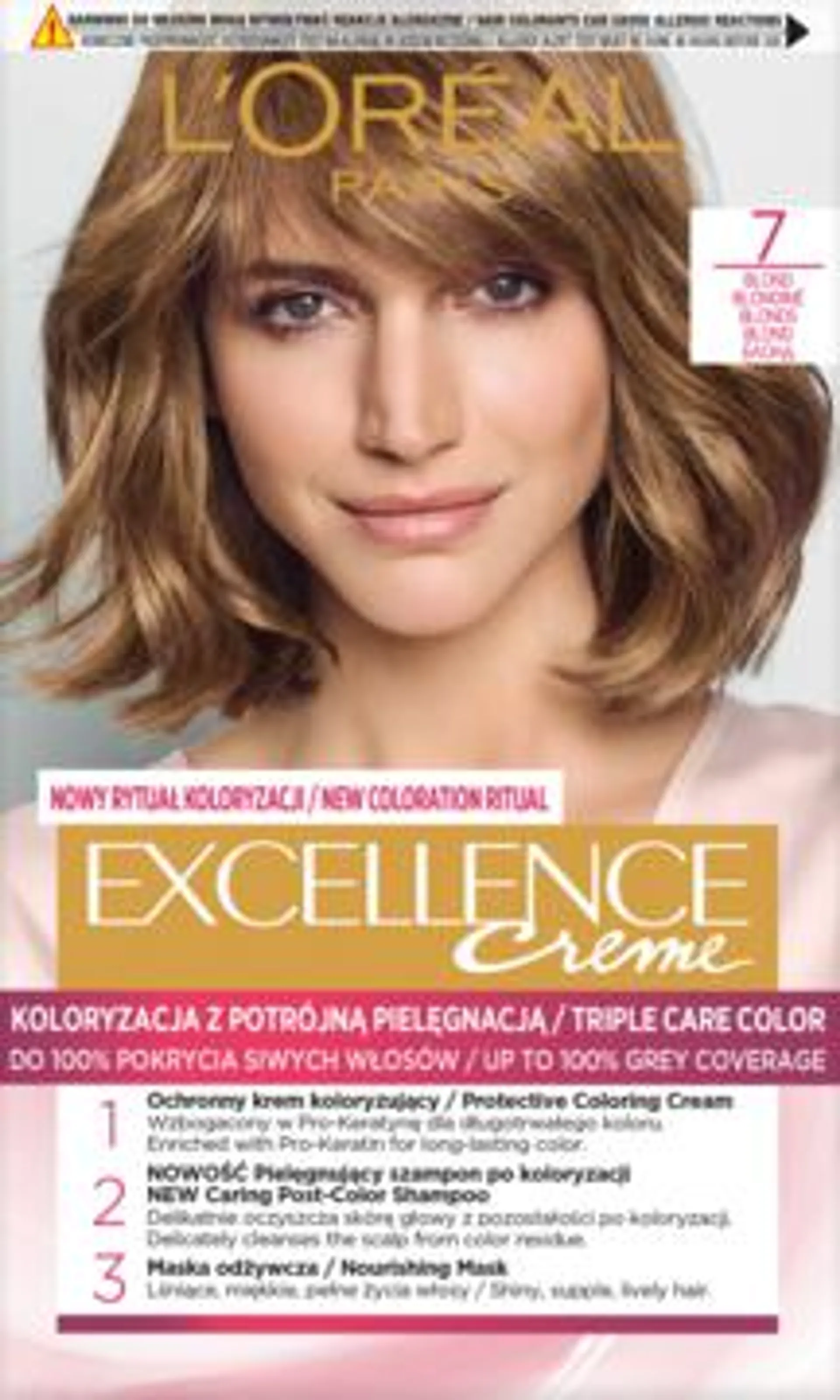 L'ORÉAL PARIS Creme Excellence krem koloryzujący, ochronny, nr 7 Blond 1 szt., nr kat. 18040