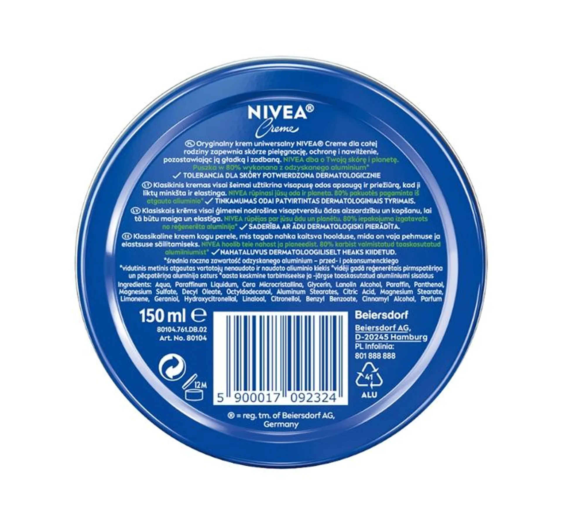 NIVEA CREME KREM UNIWERSALNY DO TWARZY CIAŁA 150ML