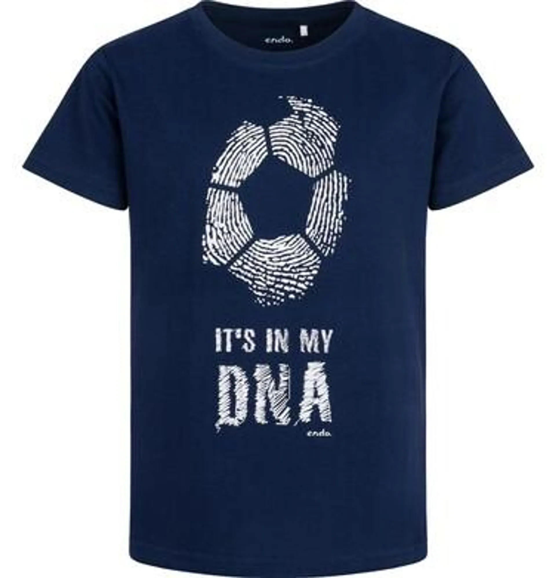 T-shirt z krótkim rękawem dla chłopca, z piłką, granatowy 9-13 lat