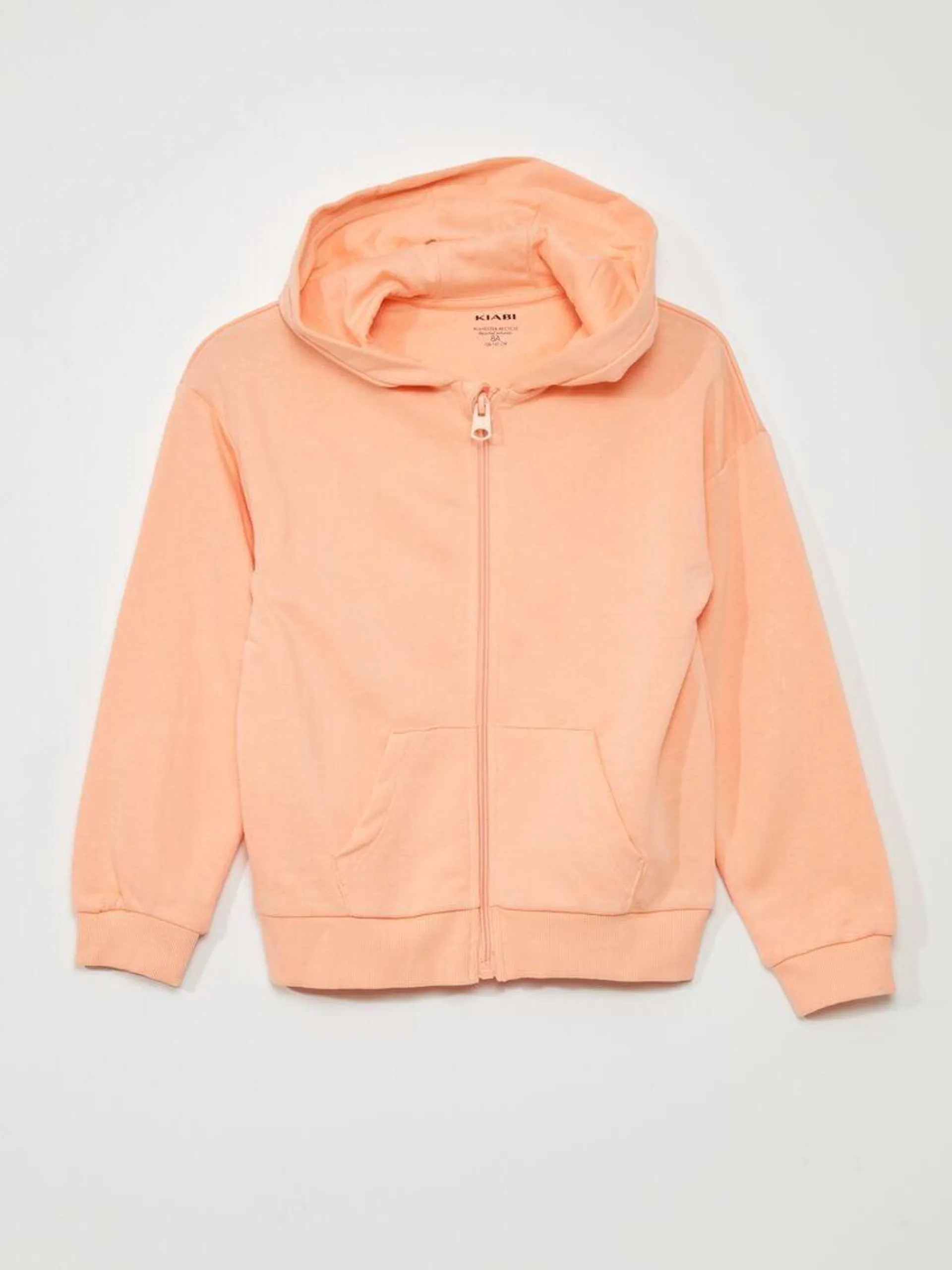 Sweat zippé en french terry - Orange saumon