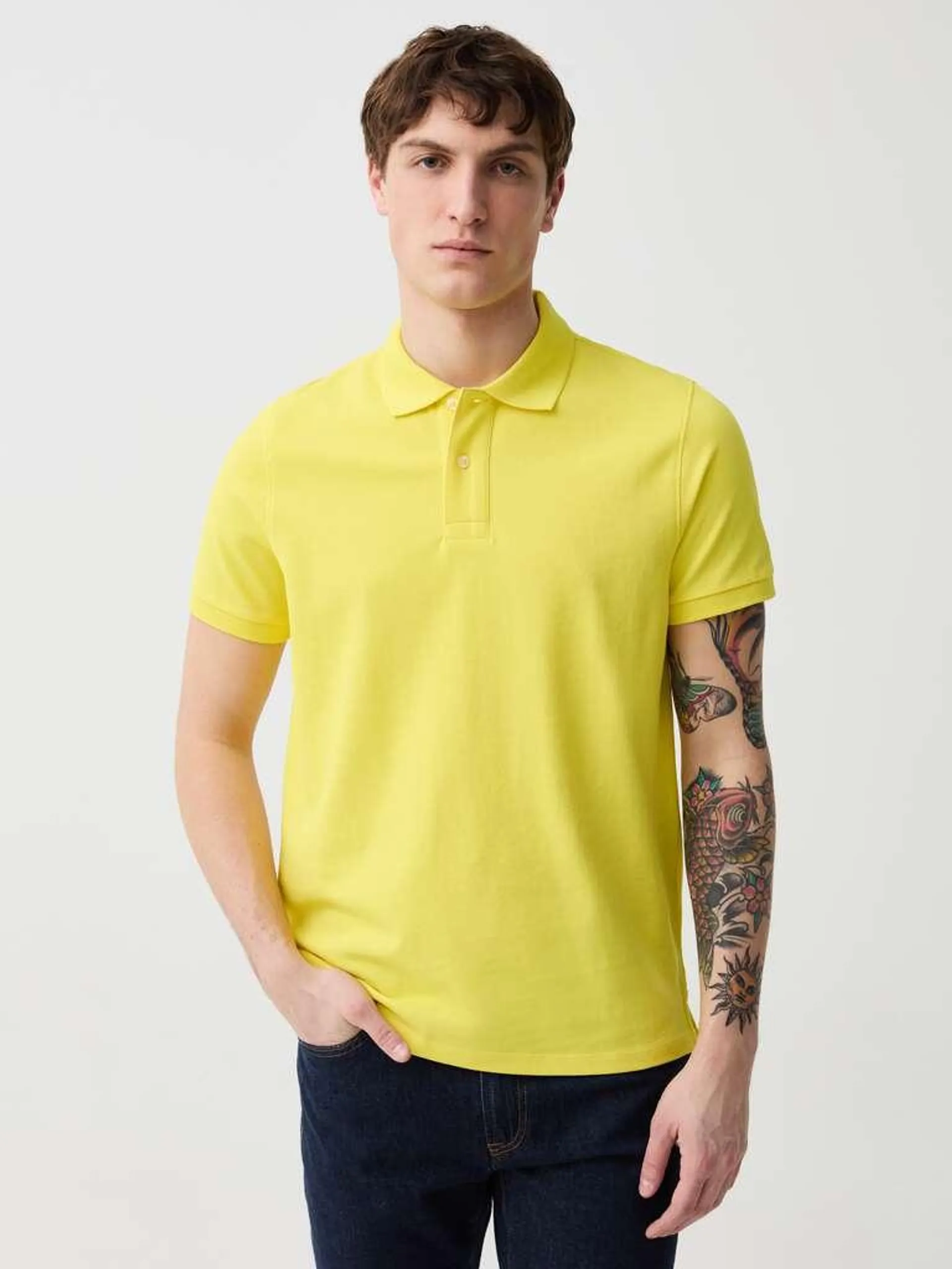 Organic cotton pique polo shirt Jaune citron