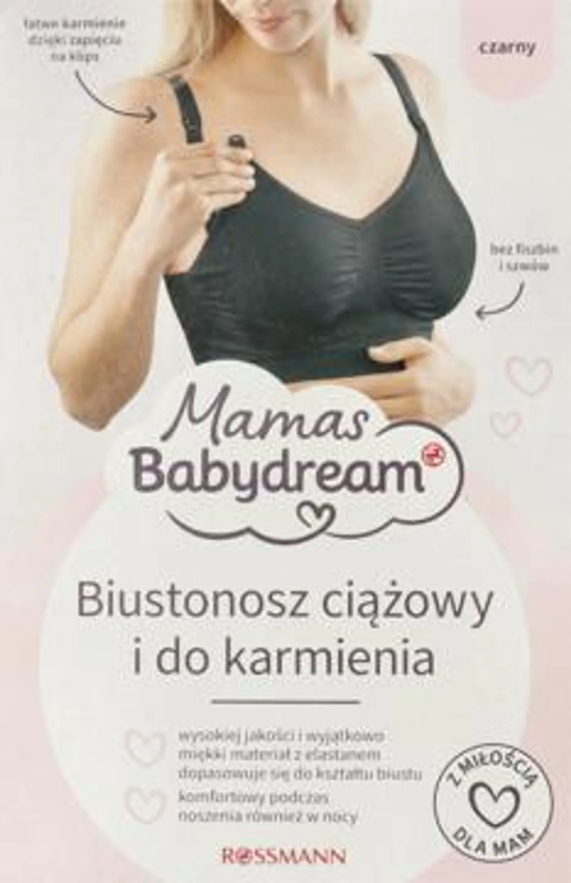 BABYDREAM Mamas biustonosz ciążowy i do karmienia, czarny rozm. L 1 szt., nr kat. 377987