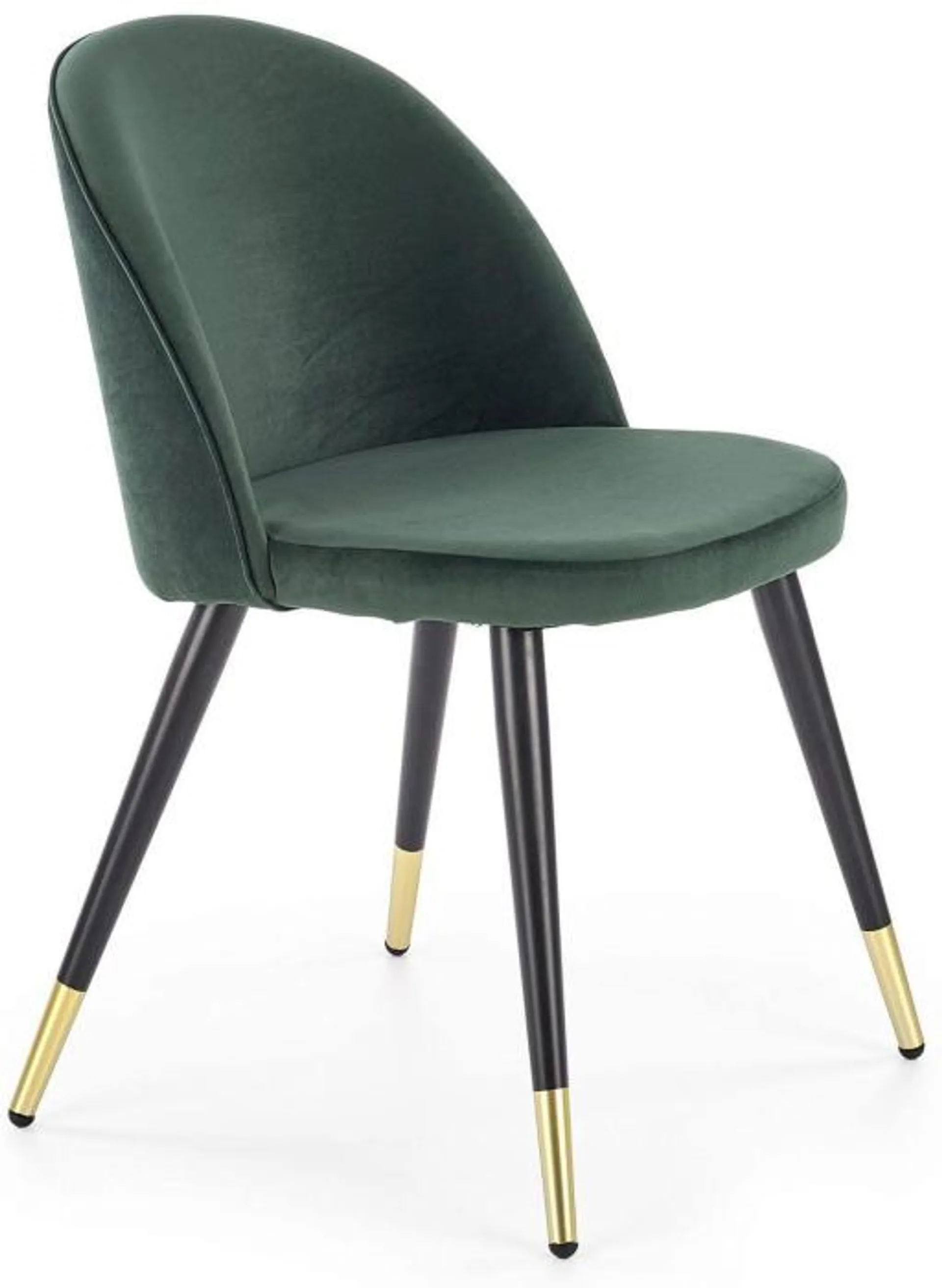 Krzesło tapicerowane zieleń butelkowa nogi czarne złote K315