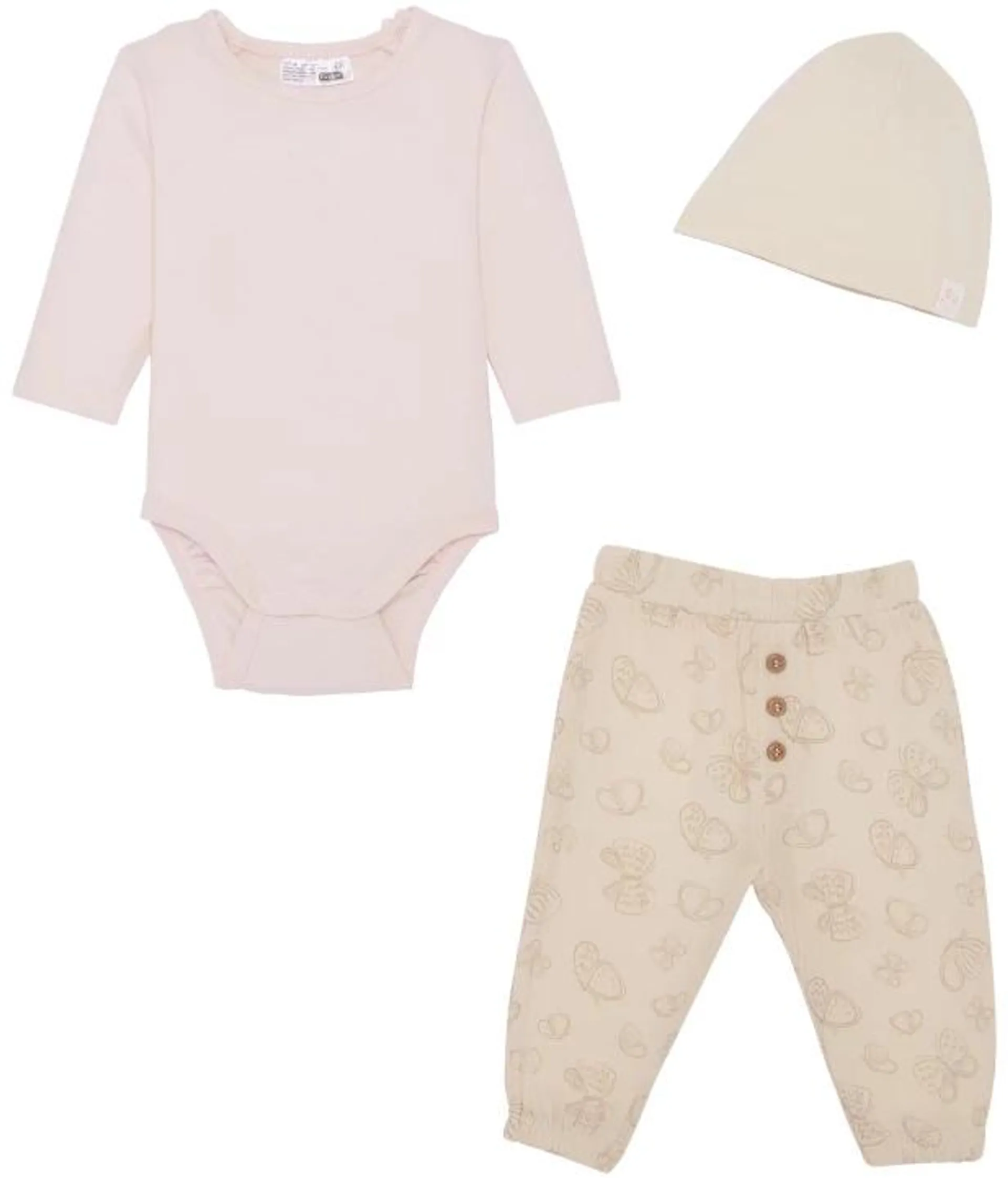 Newborn Mütze + Body + Musselinhose