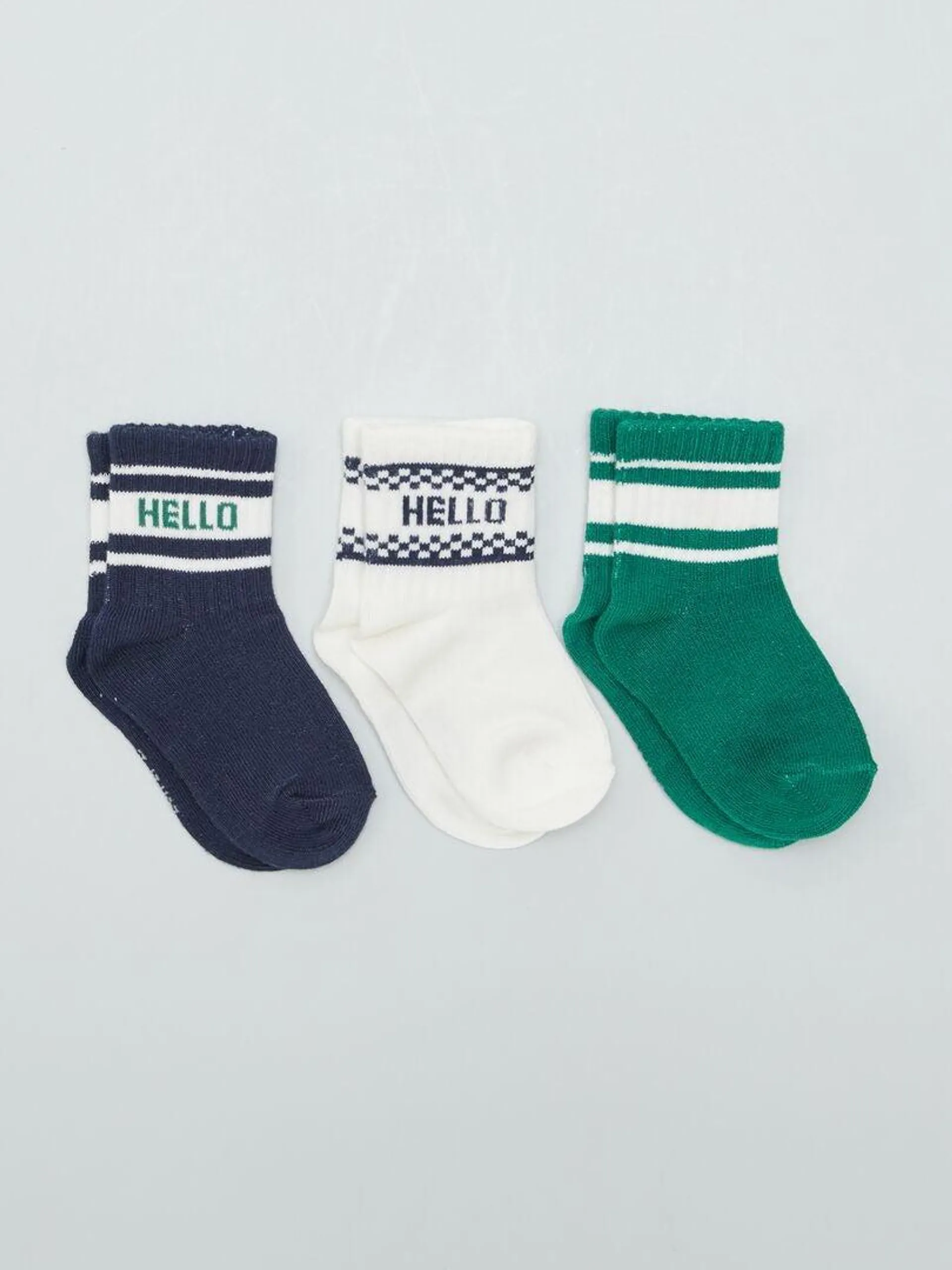 Lot de 3 paires de chaussettes - Blanc/bleu/vert