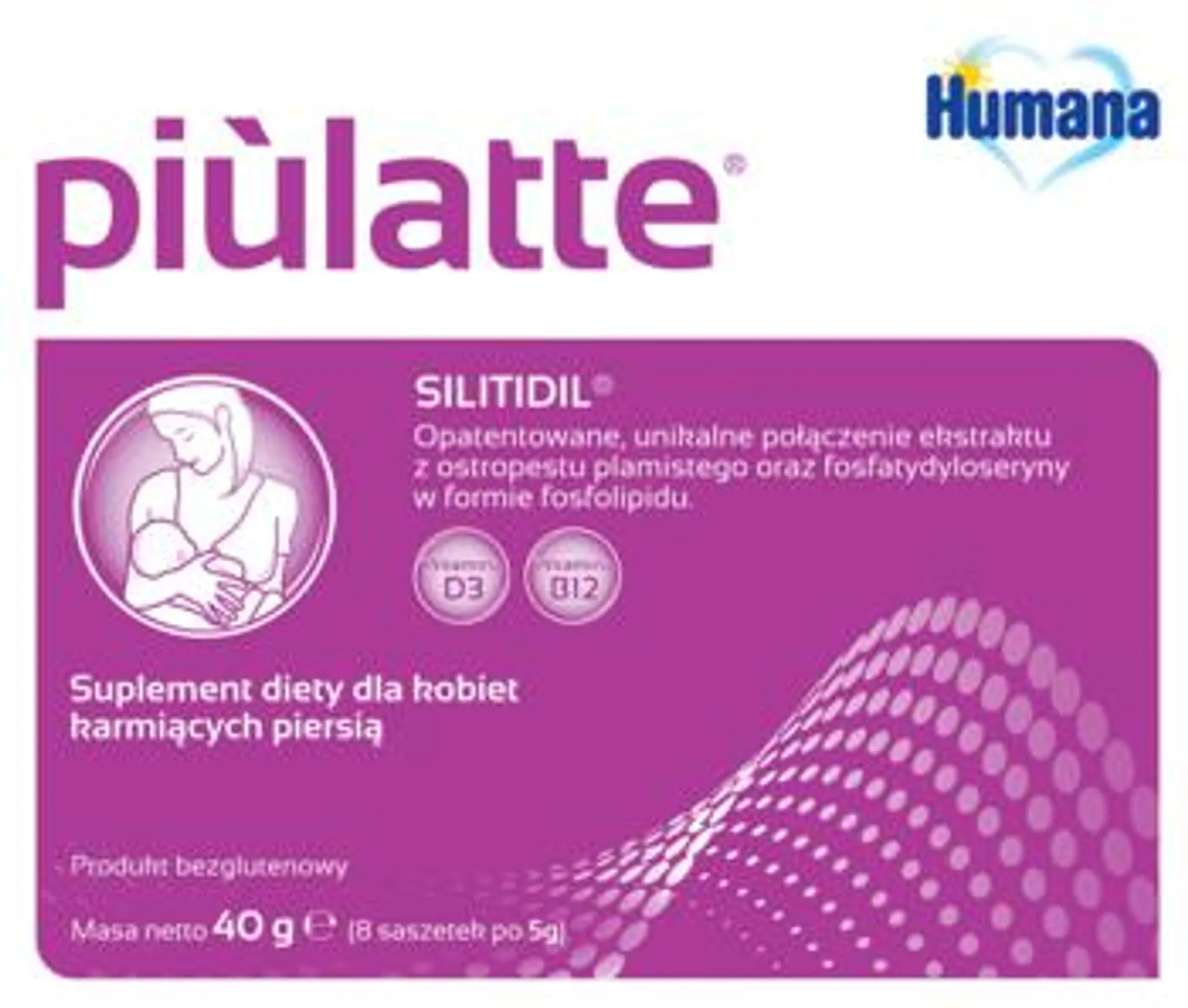 HUMANA Piulatte saszetki dla kobiet karmiących piersią, suplement diety 40 g, nr kat. 341091