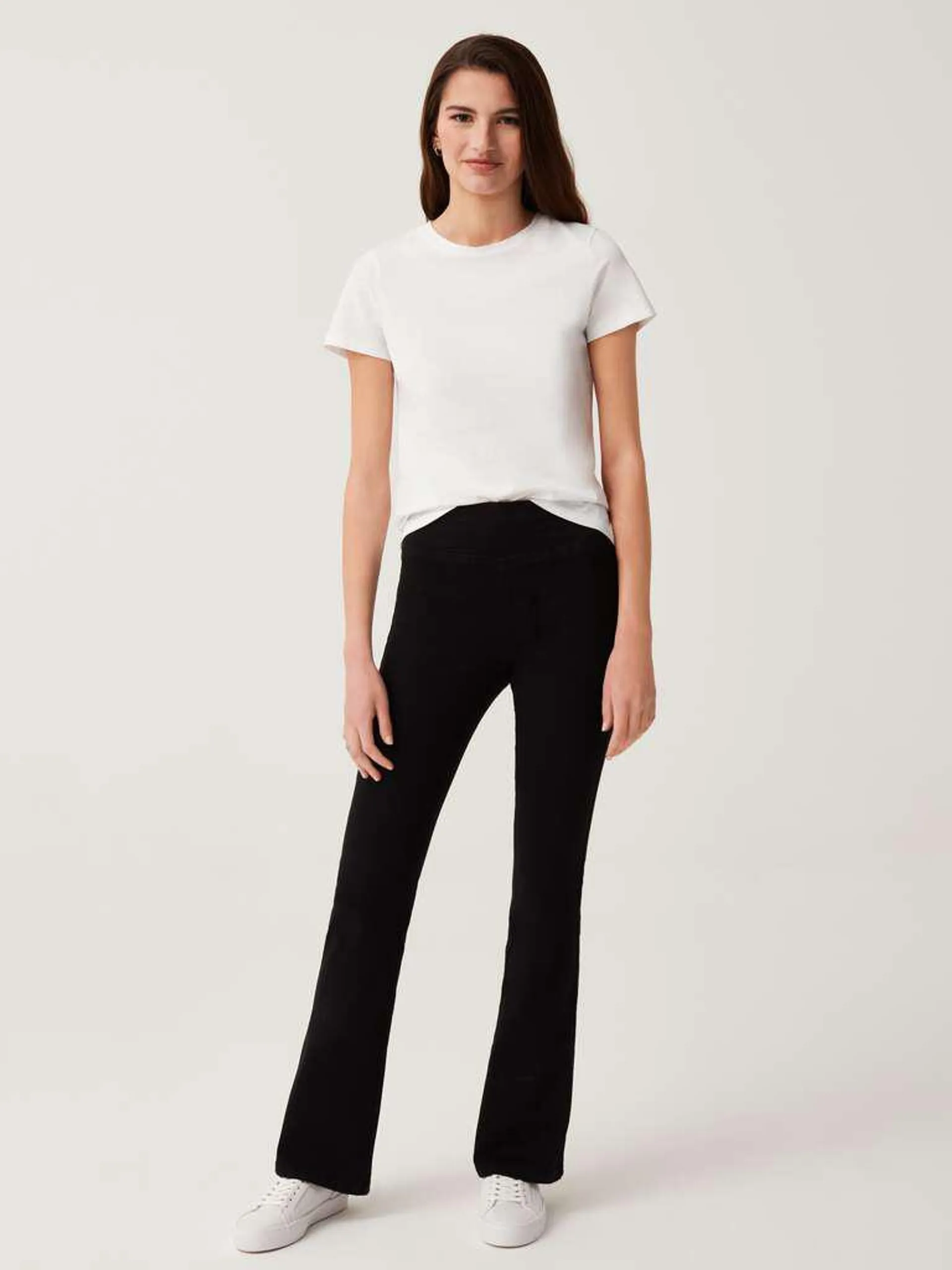 Black High-rise flare-fit jeggings