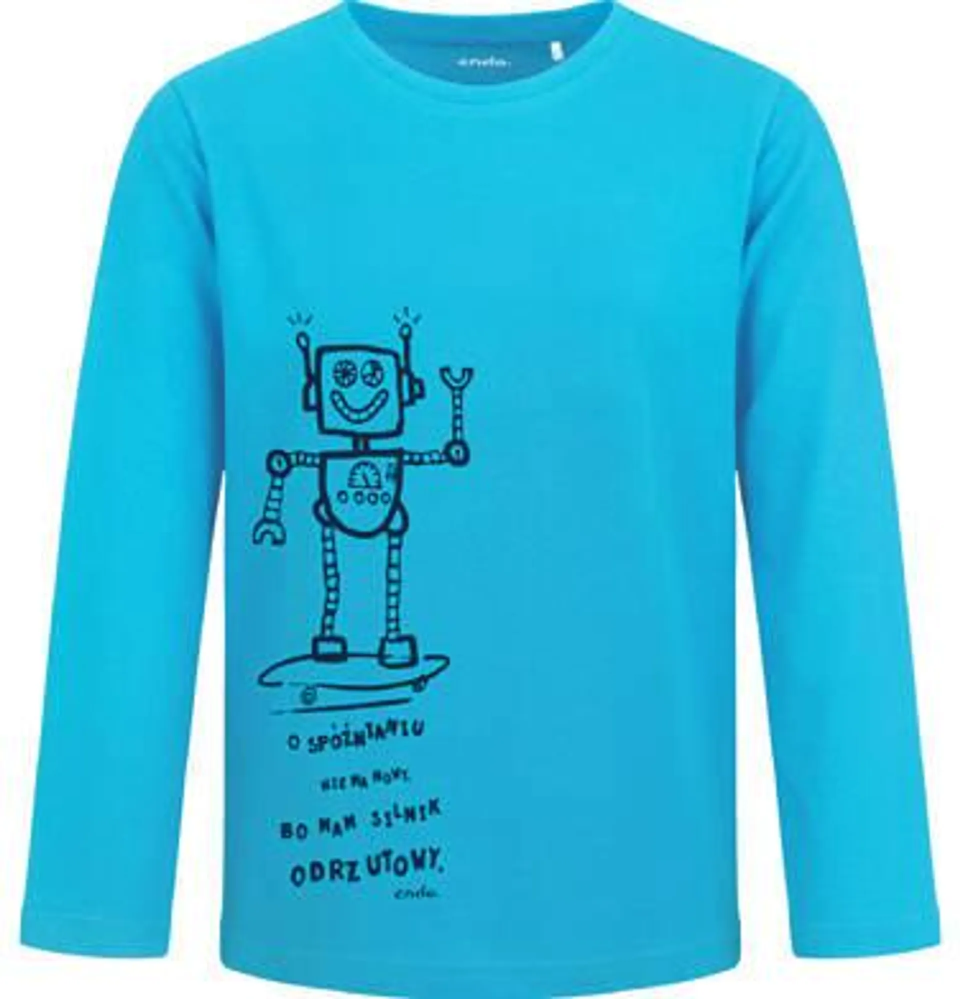 T-shirt z długim rękawem dla chłopca, z robotem, niebieski 3-8 lat