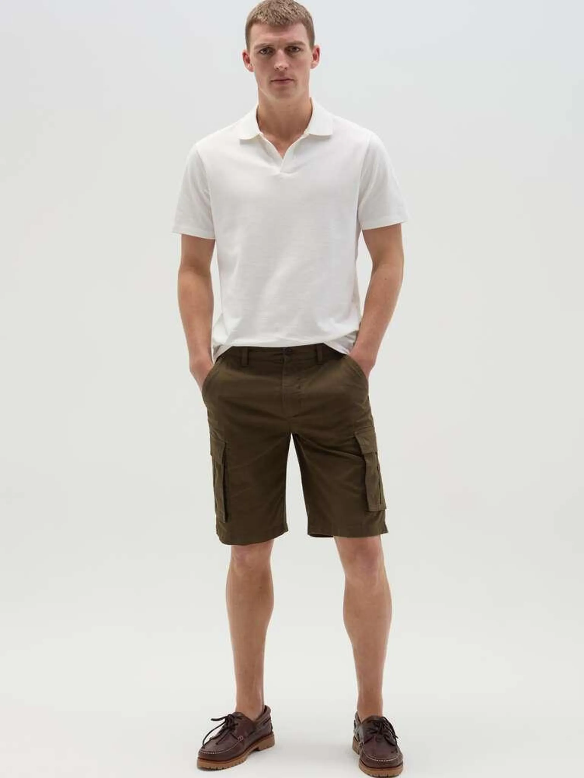 Stretch cotton cargo Bermuda shorts Vert armée