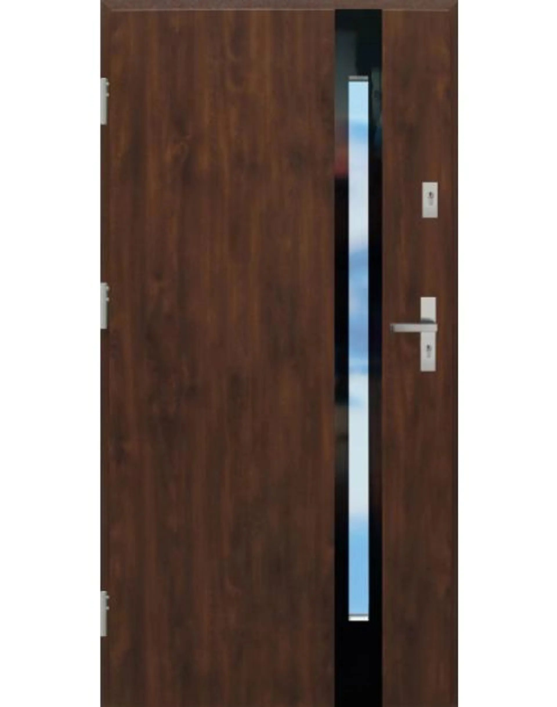 Drzwi zewnętrzne stalowo-drewniane Disting Olivio Glass 01B Orzech 90 cm lewe KR CENTER