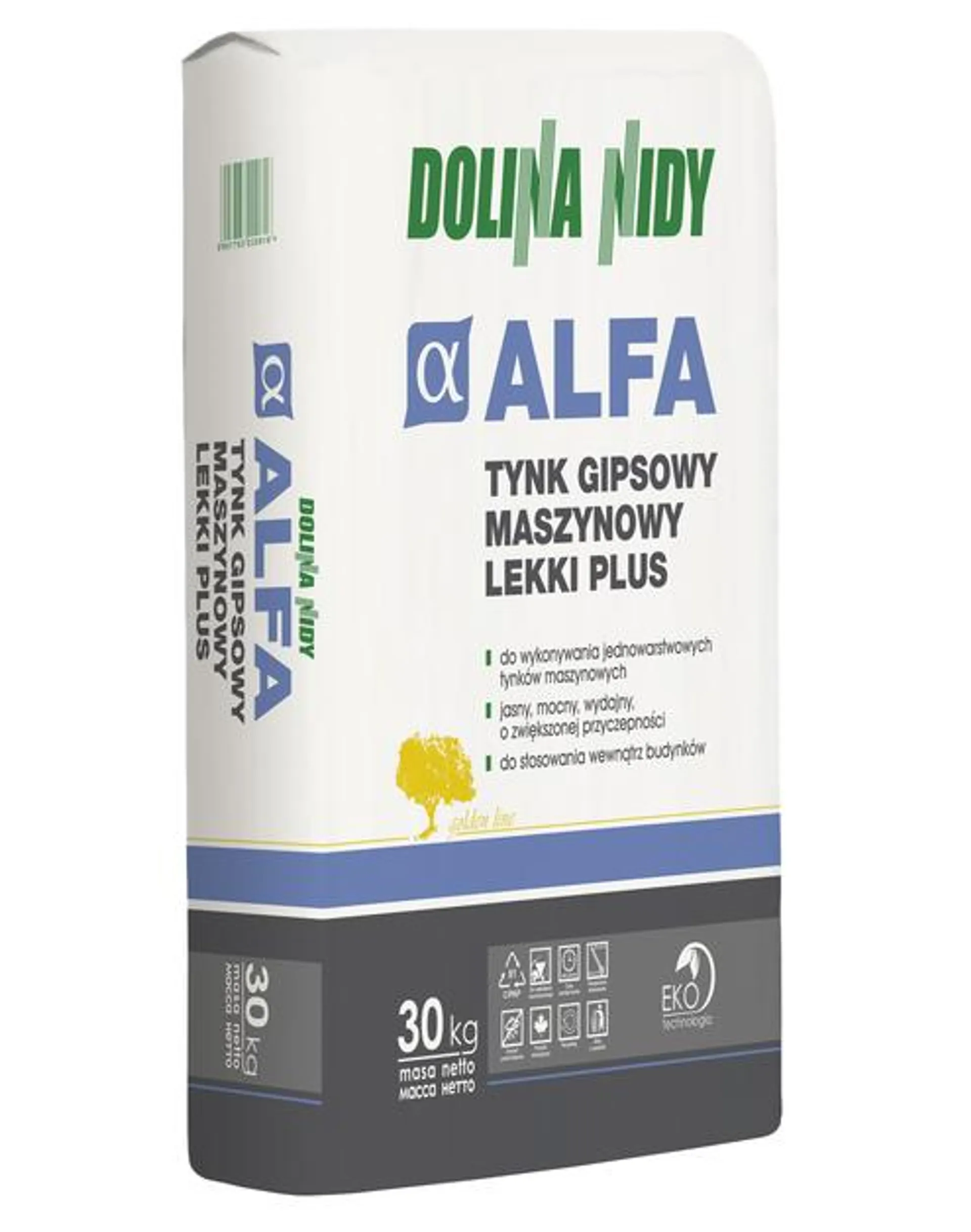 Tynk gipsowy maszynowy lekki plus Alfa 30 kg DOLINA NIDY