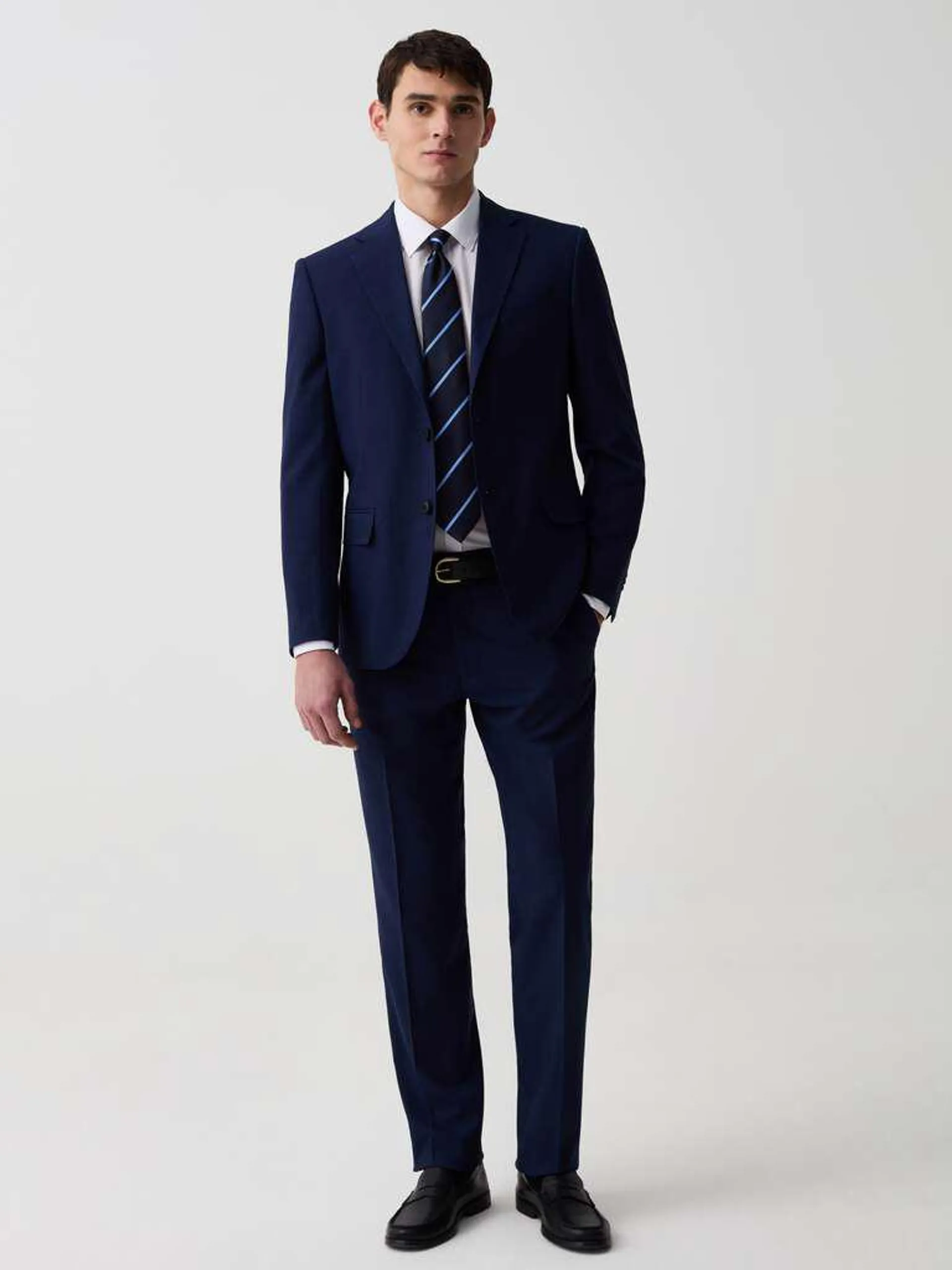 Dark Blue Regular-fit suit with Prince-of-Wales design
