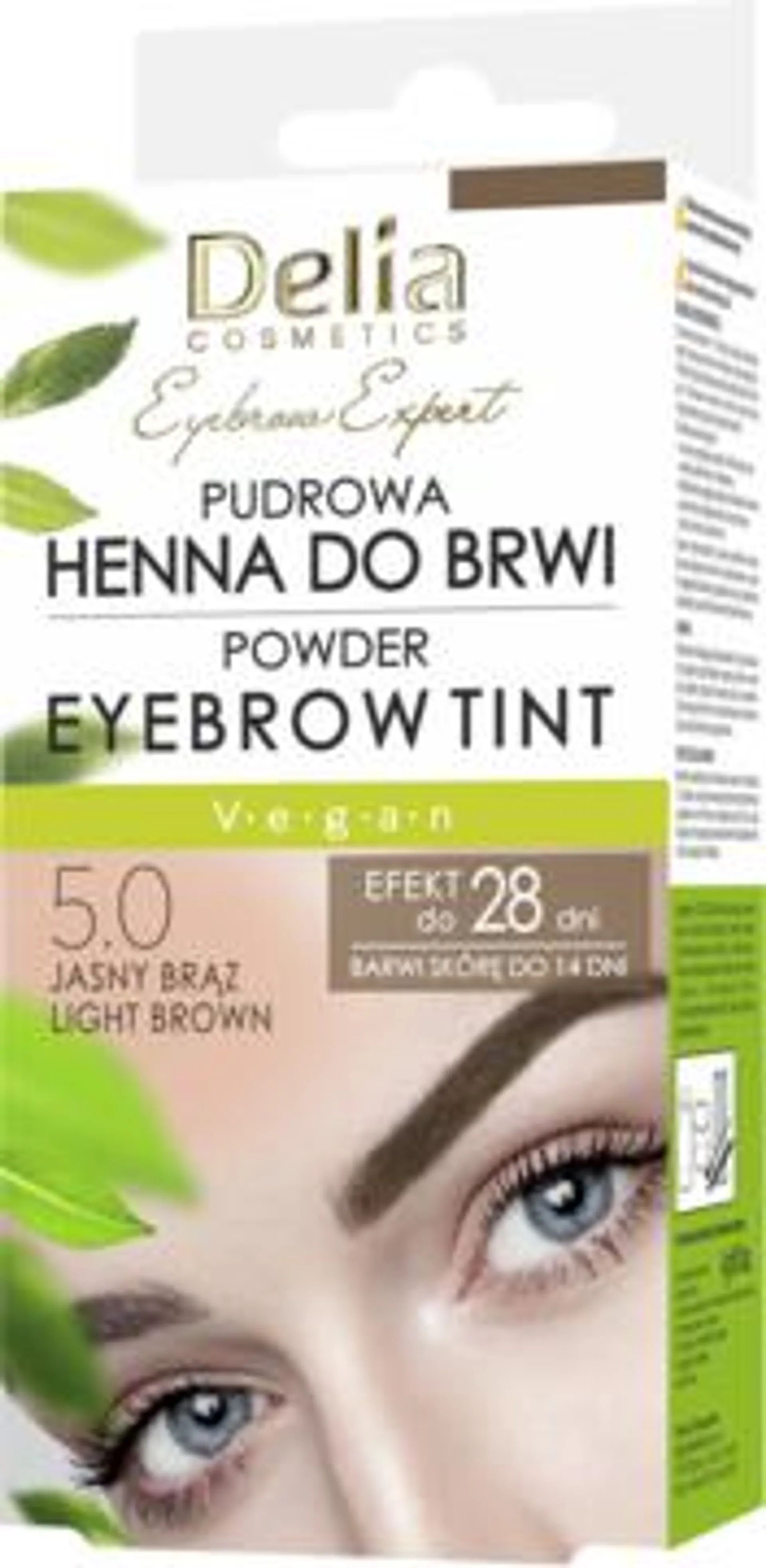 DELIA COSMETICS Eyebrow Expert henna pudrowa do brwi, 5.0 Jasny Brąz 4 g, nr kat. 2072983