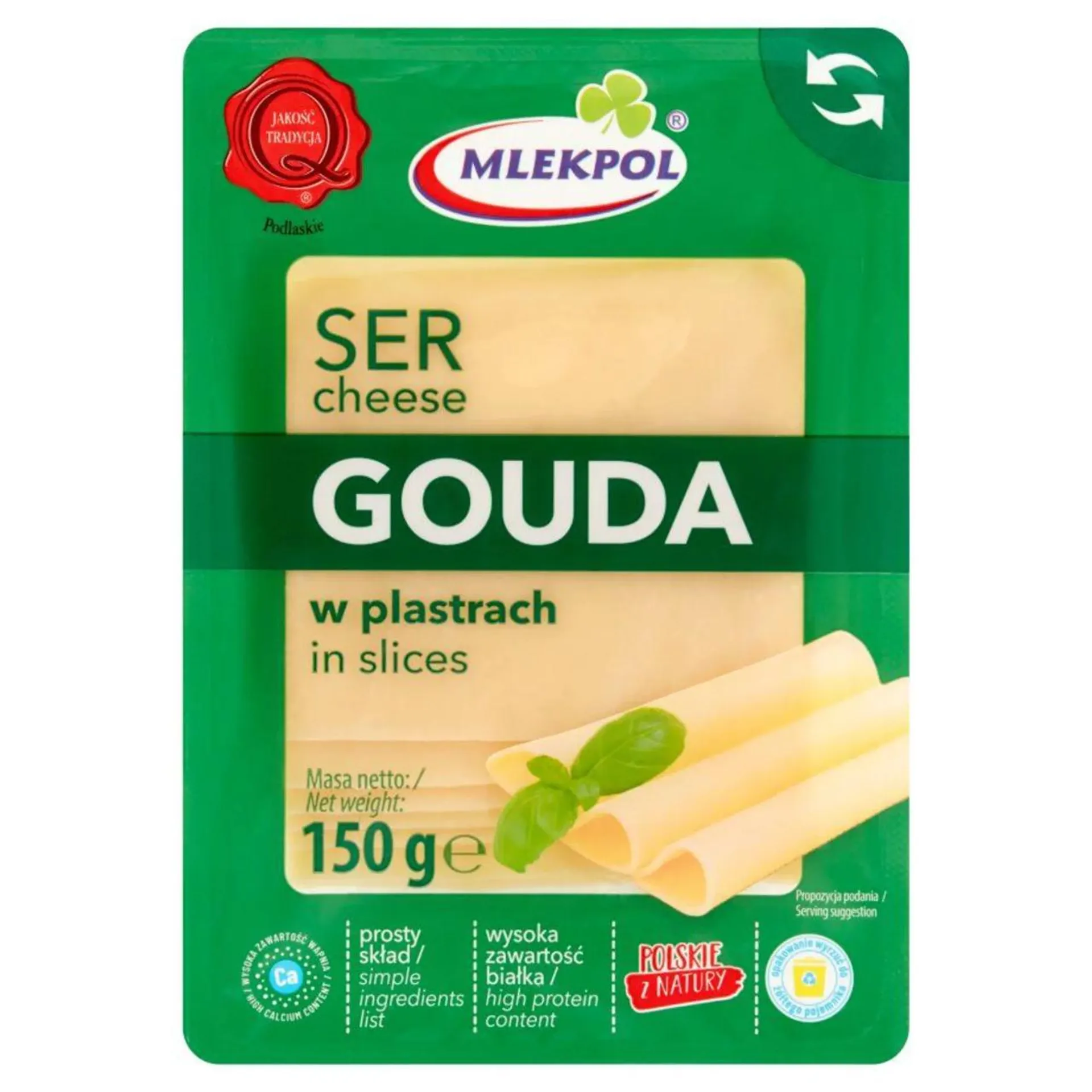 Ser gouda w plastrach Mlekpol 150 g