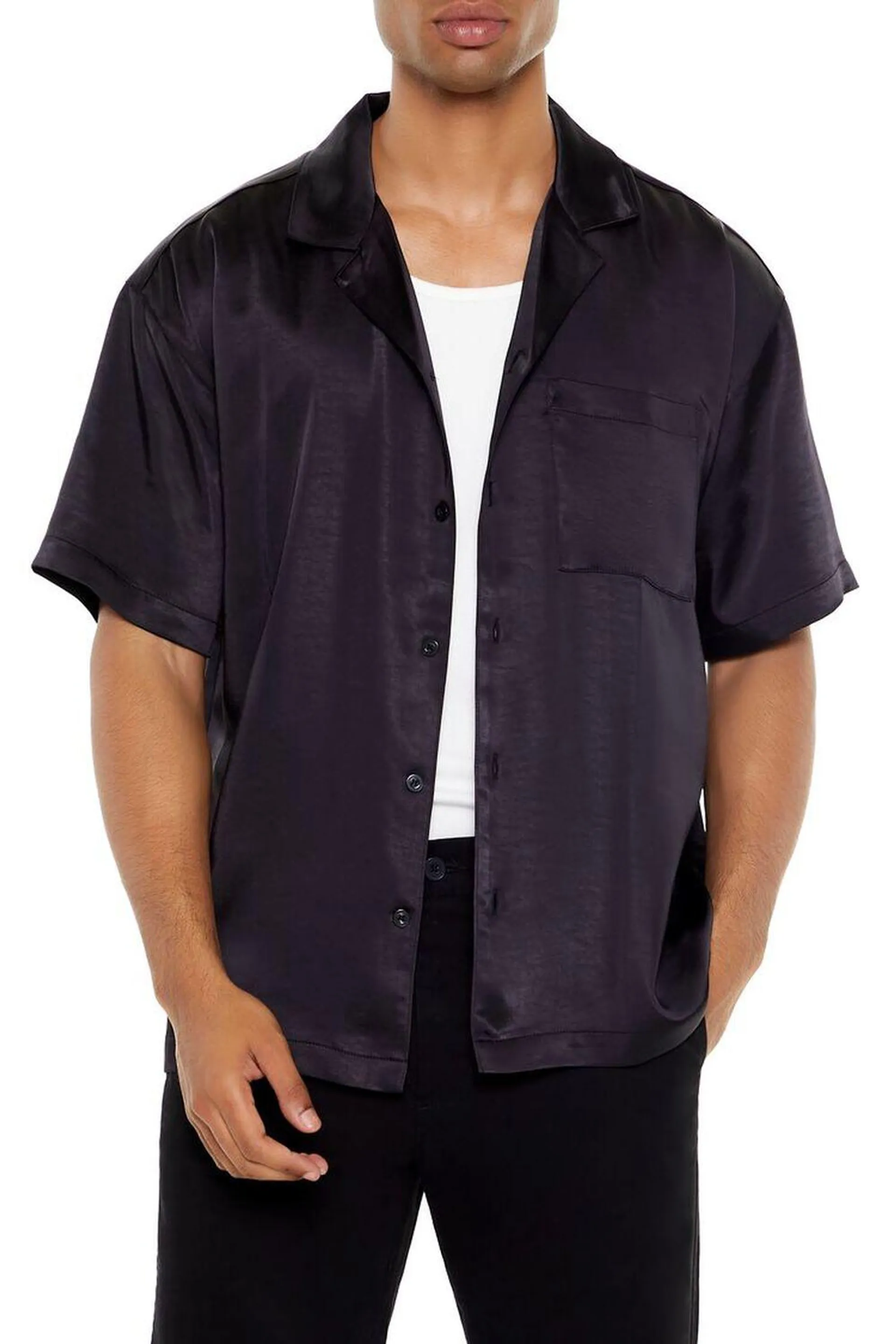 Satin Chain-Stitched Embroidered Shirt