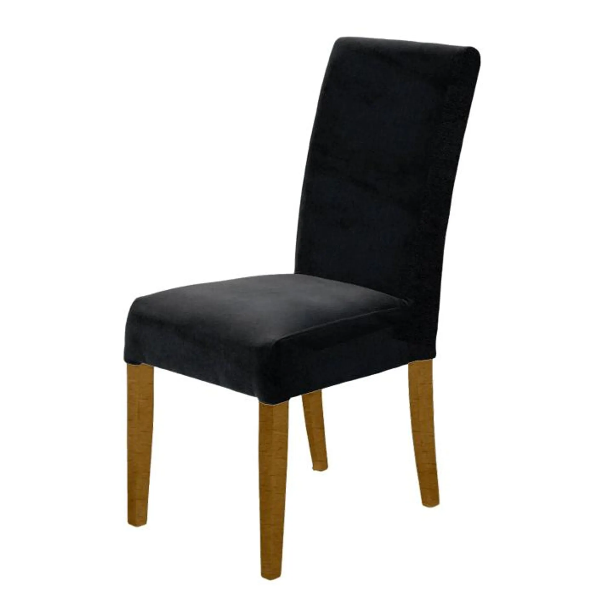 Krzesło tapicerowane KRIG czarne, nogi brunat