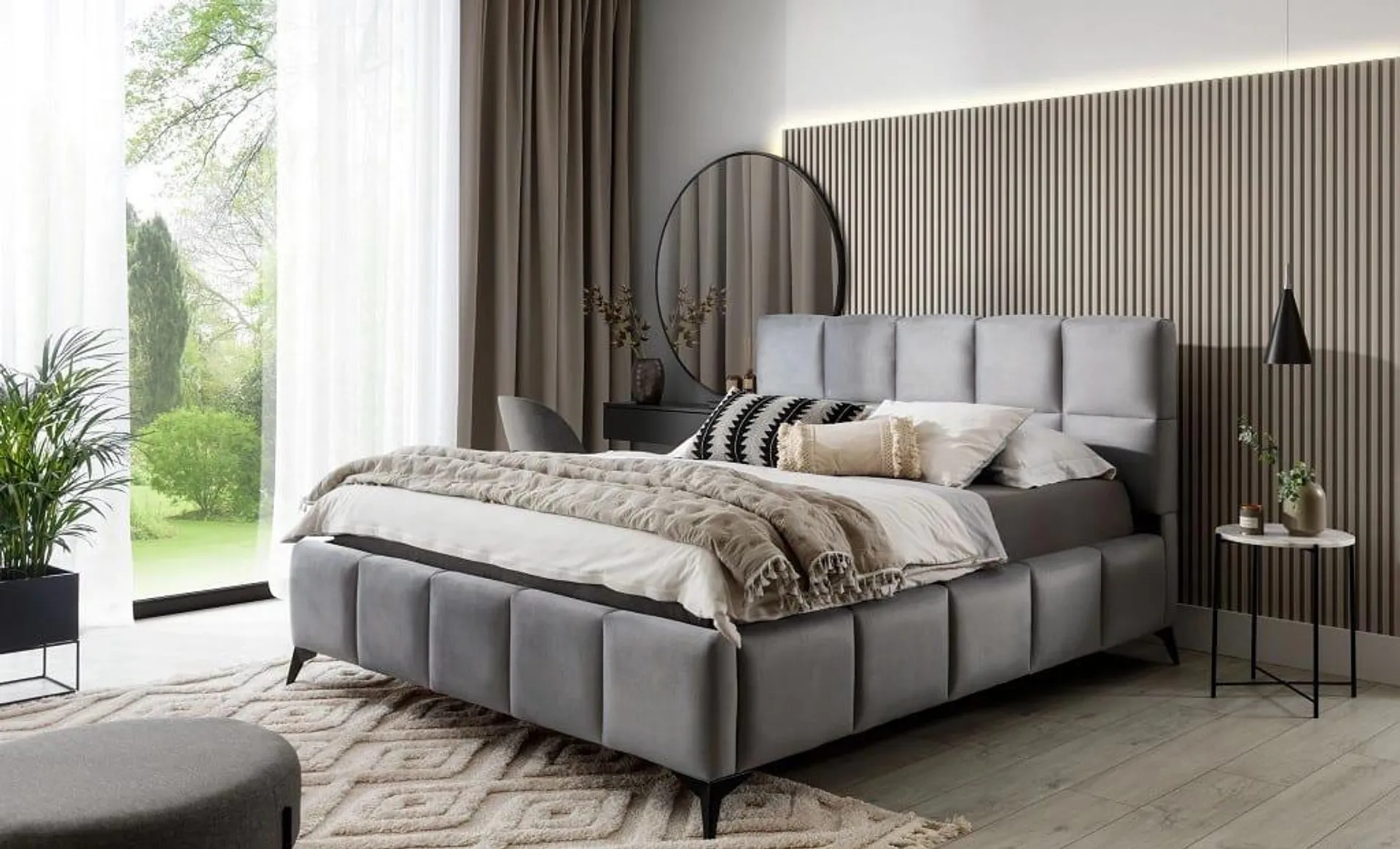 Łóżko tapicerowane z pojemnikiem Mist 180x200cm