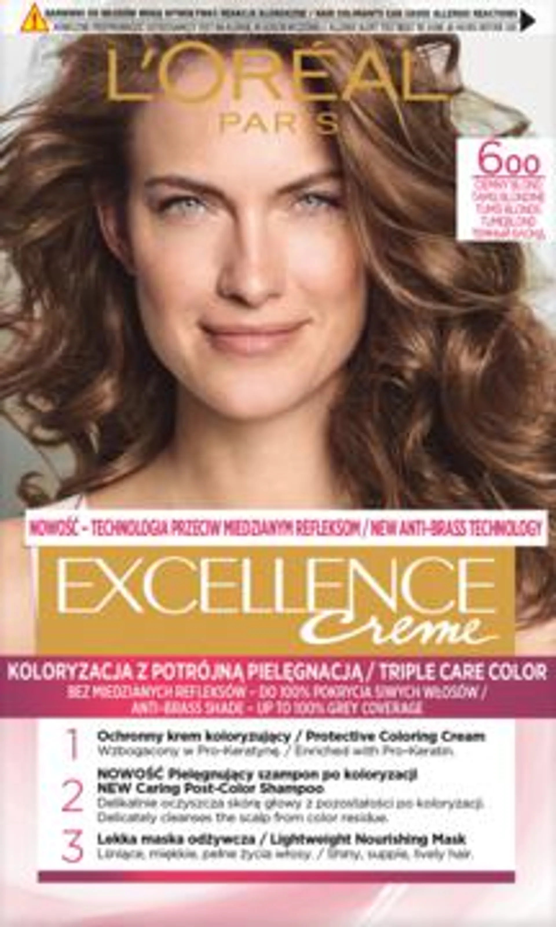 L'ORÉAL PARIS EXCELLENCE krem koloryzujący, ochronny, nr 600 Ciemny Blond 1 szt., nr kat. 248403