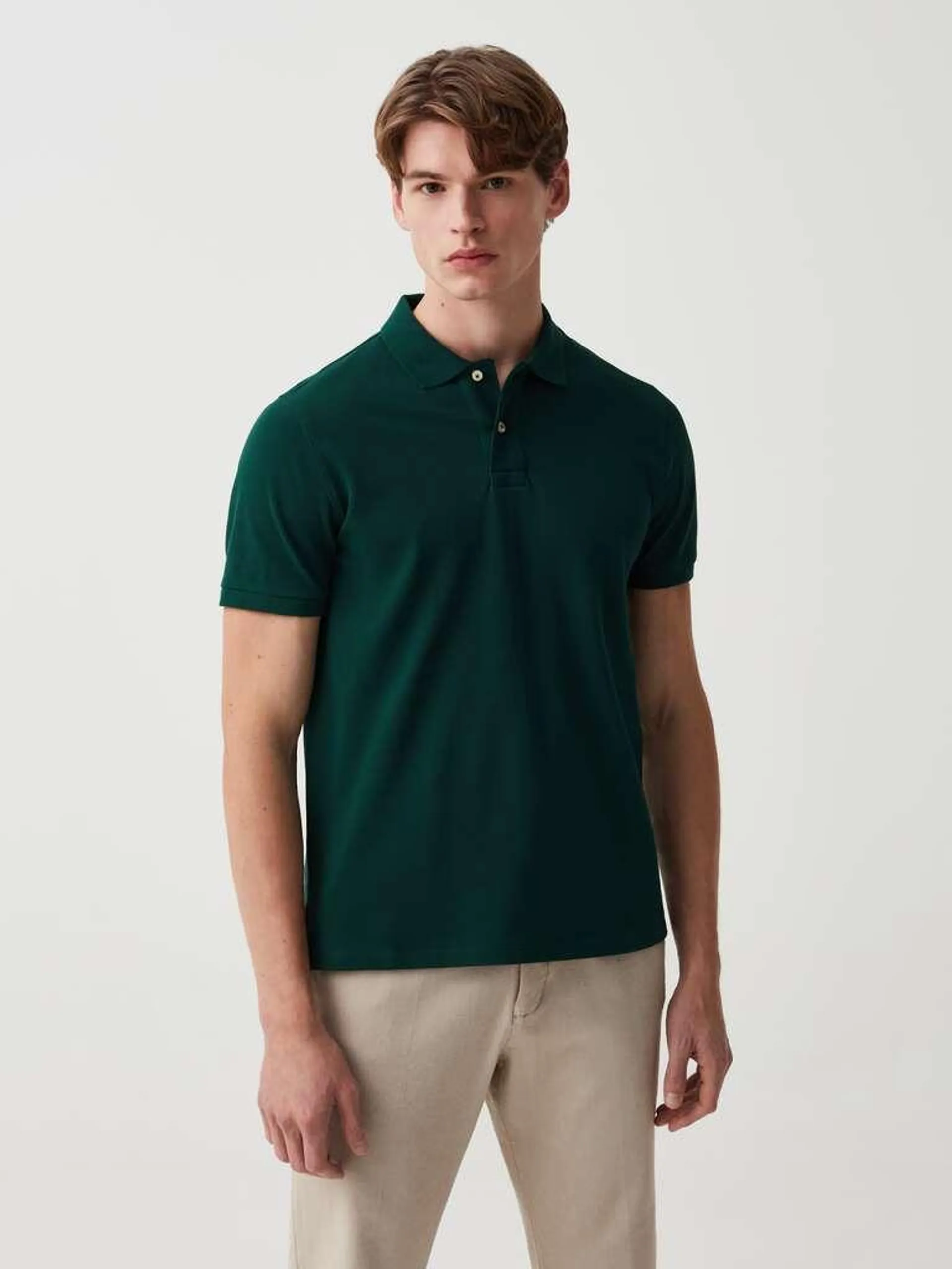 Organic cotton pique polo shirt Vert forêt