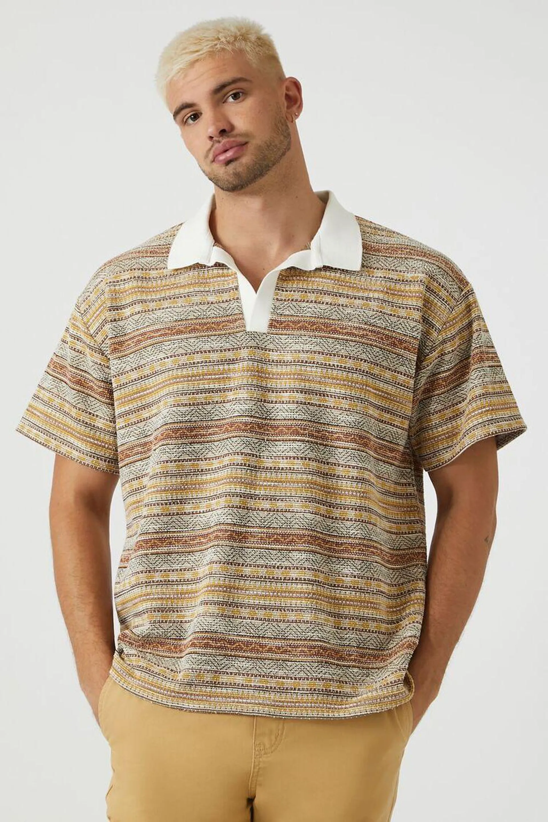 Geo Striped Polo Shirt