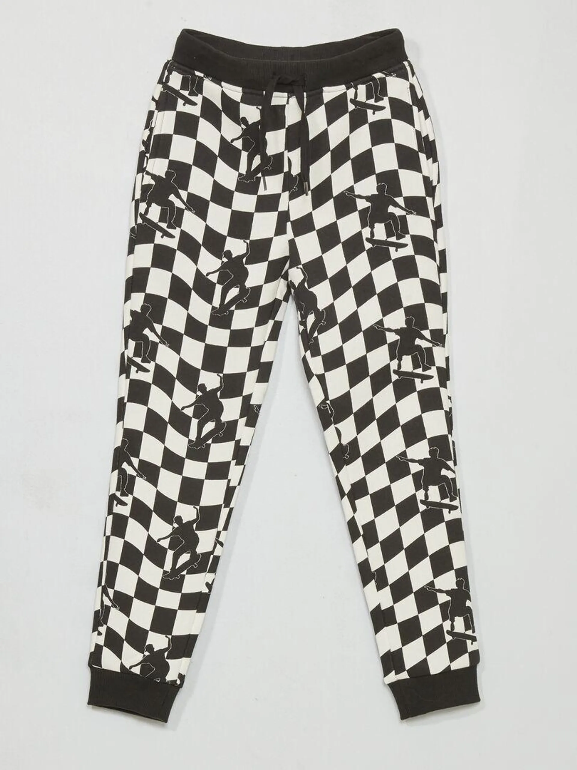 Pantalon de jogging motif damier - Blanc/noir