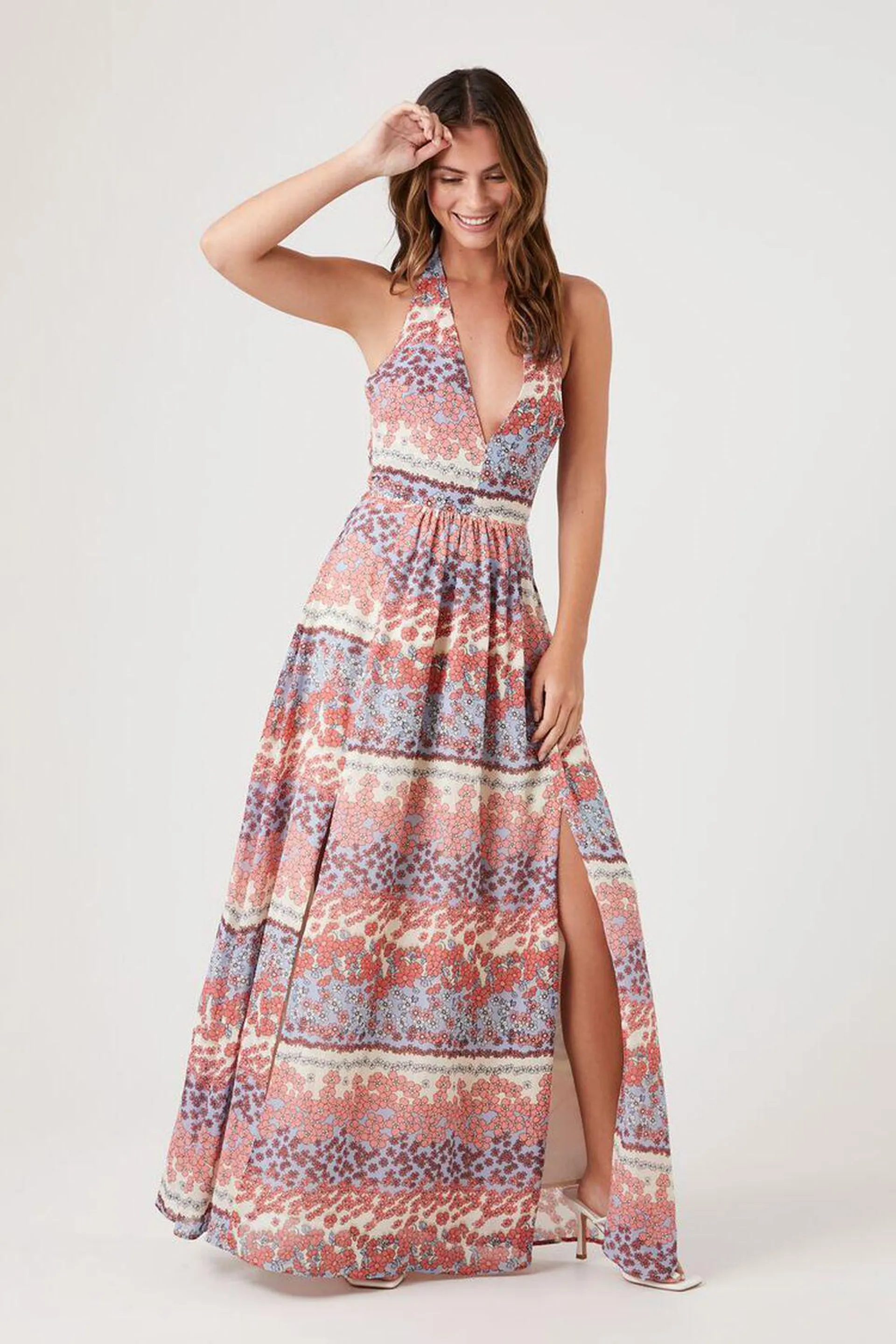 Floral Plunging Maxi Dress