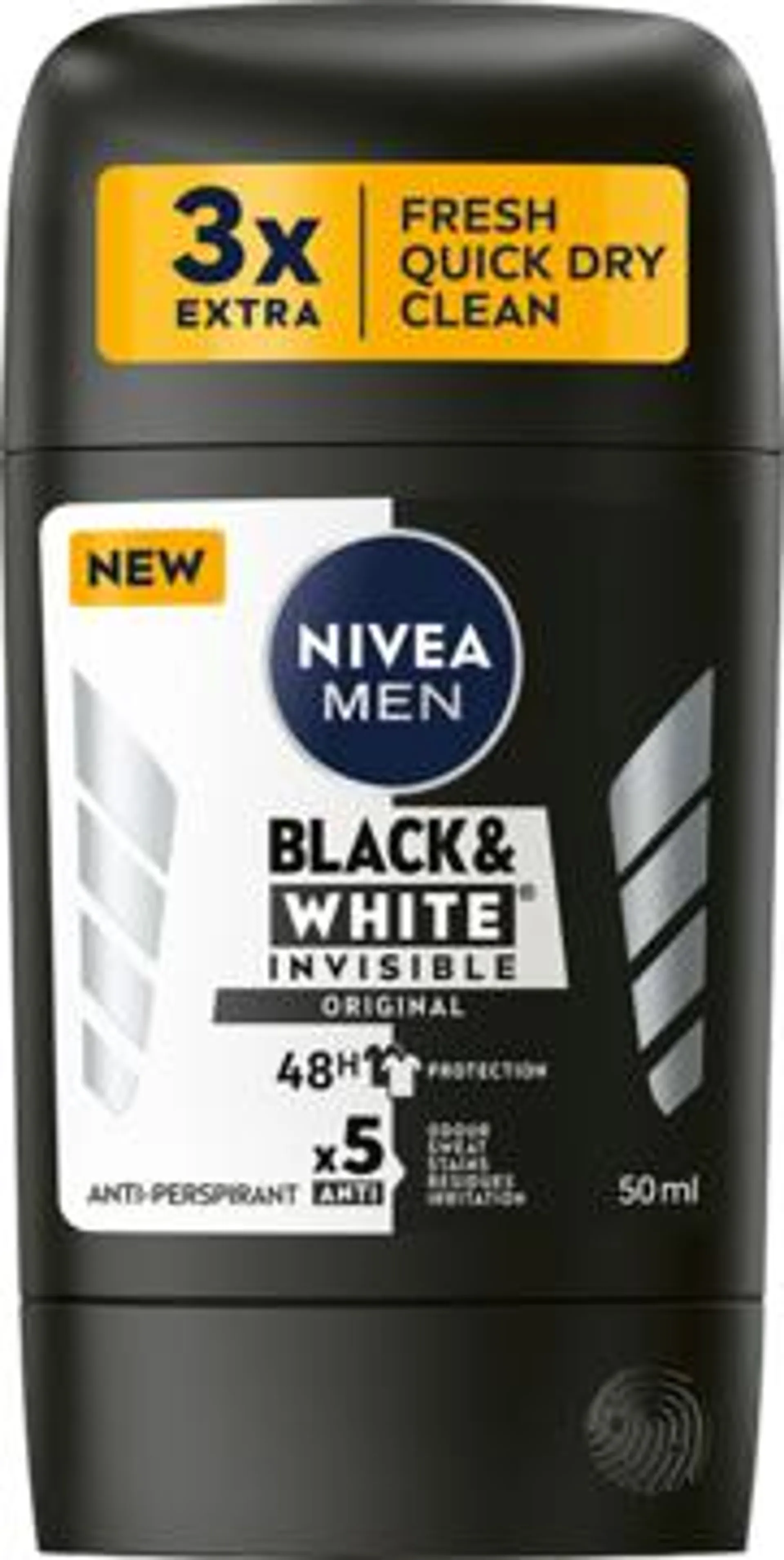 NIVEA MEN Black&White antyperspirant w sztyfcie, 48h, Invisible Original 50 ml, nr kat. 408677