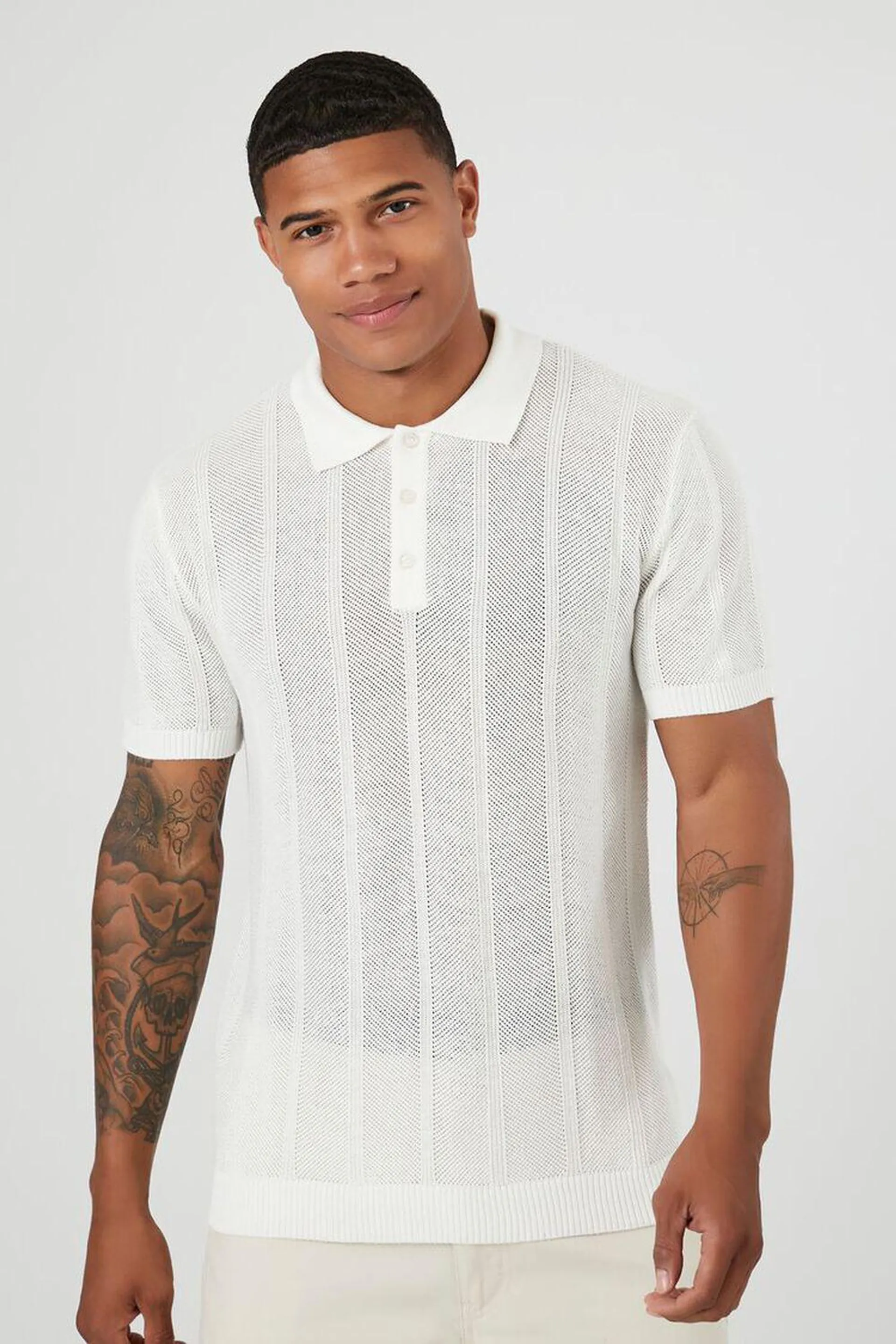 Ribbed Textured Polo Shirt