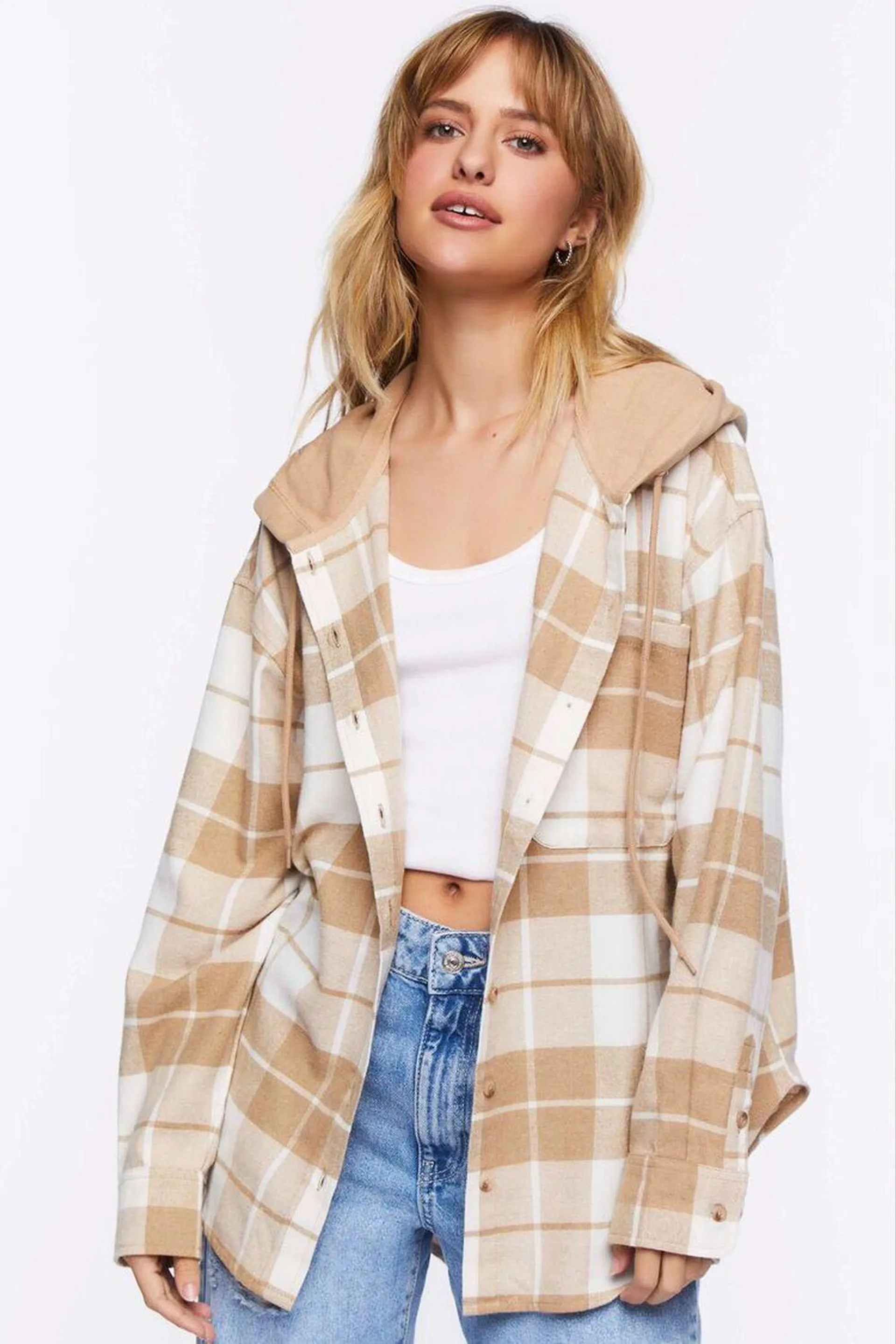 Hooded Flannel Combo Shirt