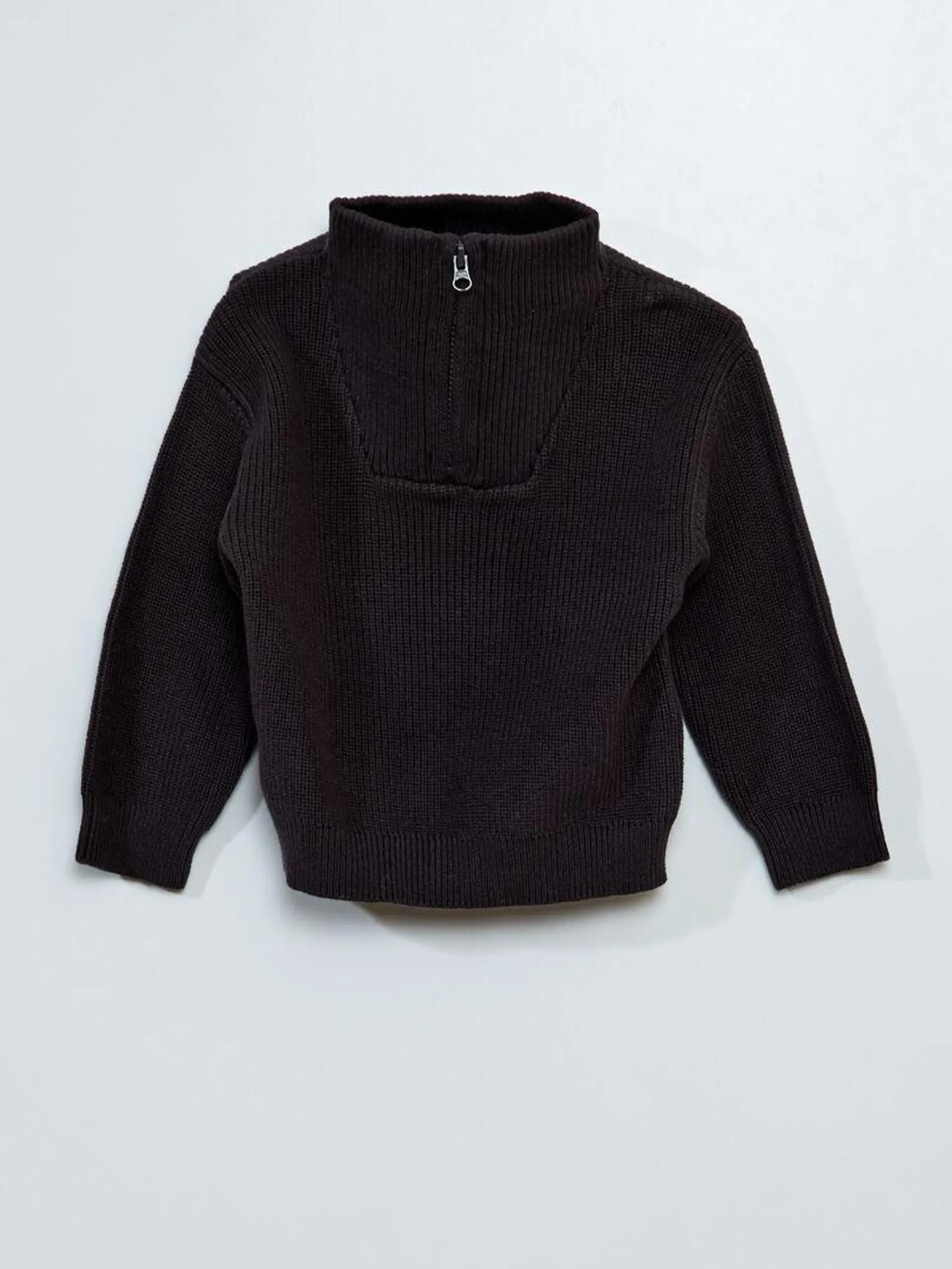 Pull en maille perlée col montant - Noir