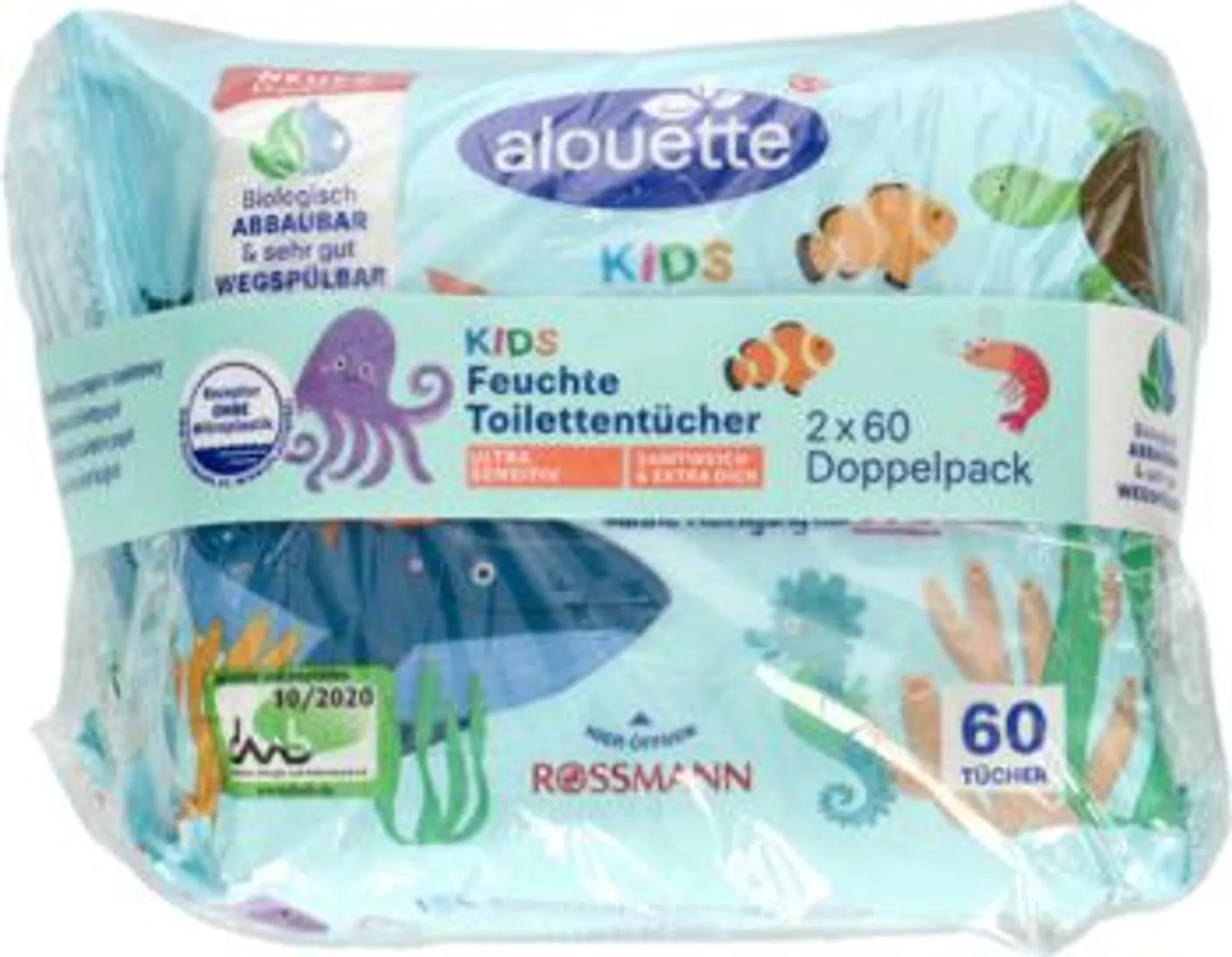 ALOUETTE Sensitiv papier toaletowy dla dzieci, nawilżany 2 x 60 szt, nr kat. 206835