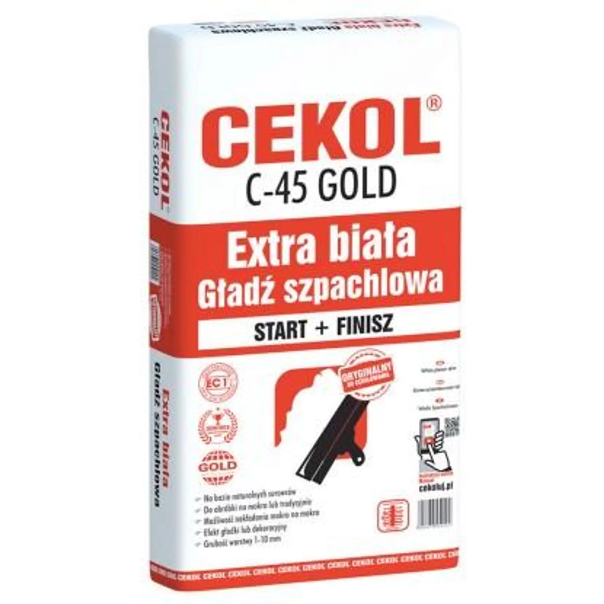 Cekol C-45 Gold Biała gładź szpachlowa 1 kg