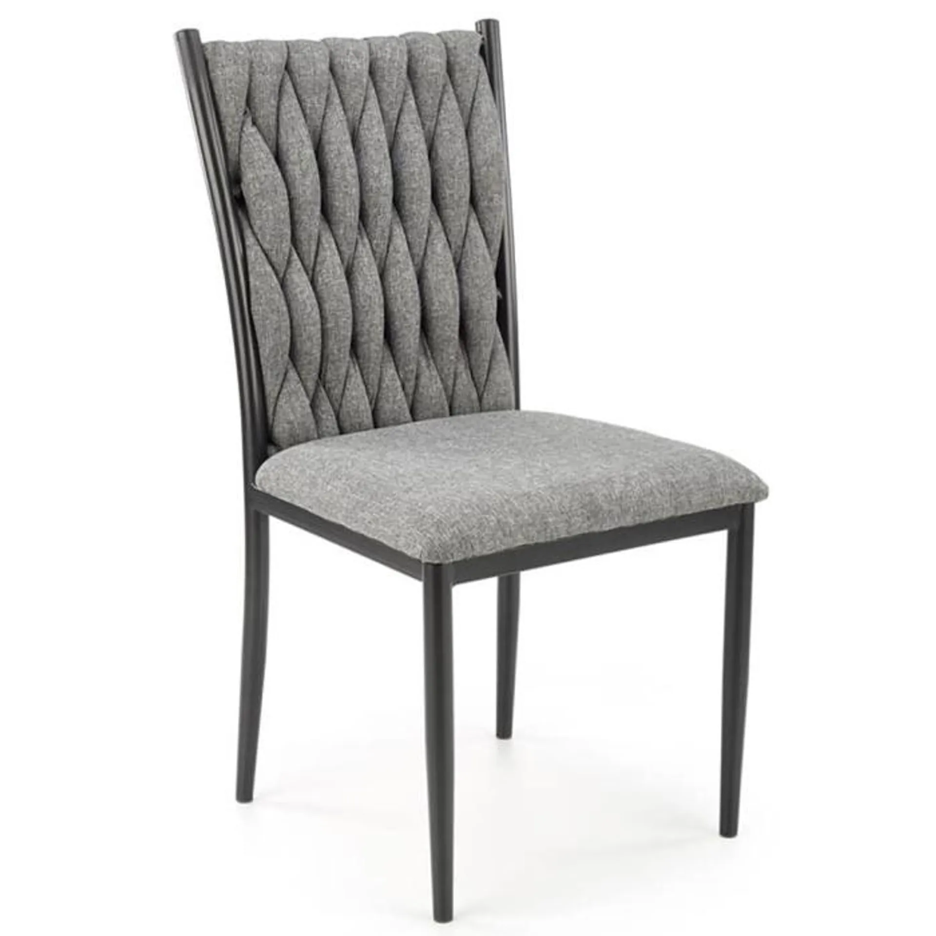 Krzesło do salonu tapicerowane szare nogi metalowe czarne K435