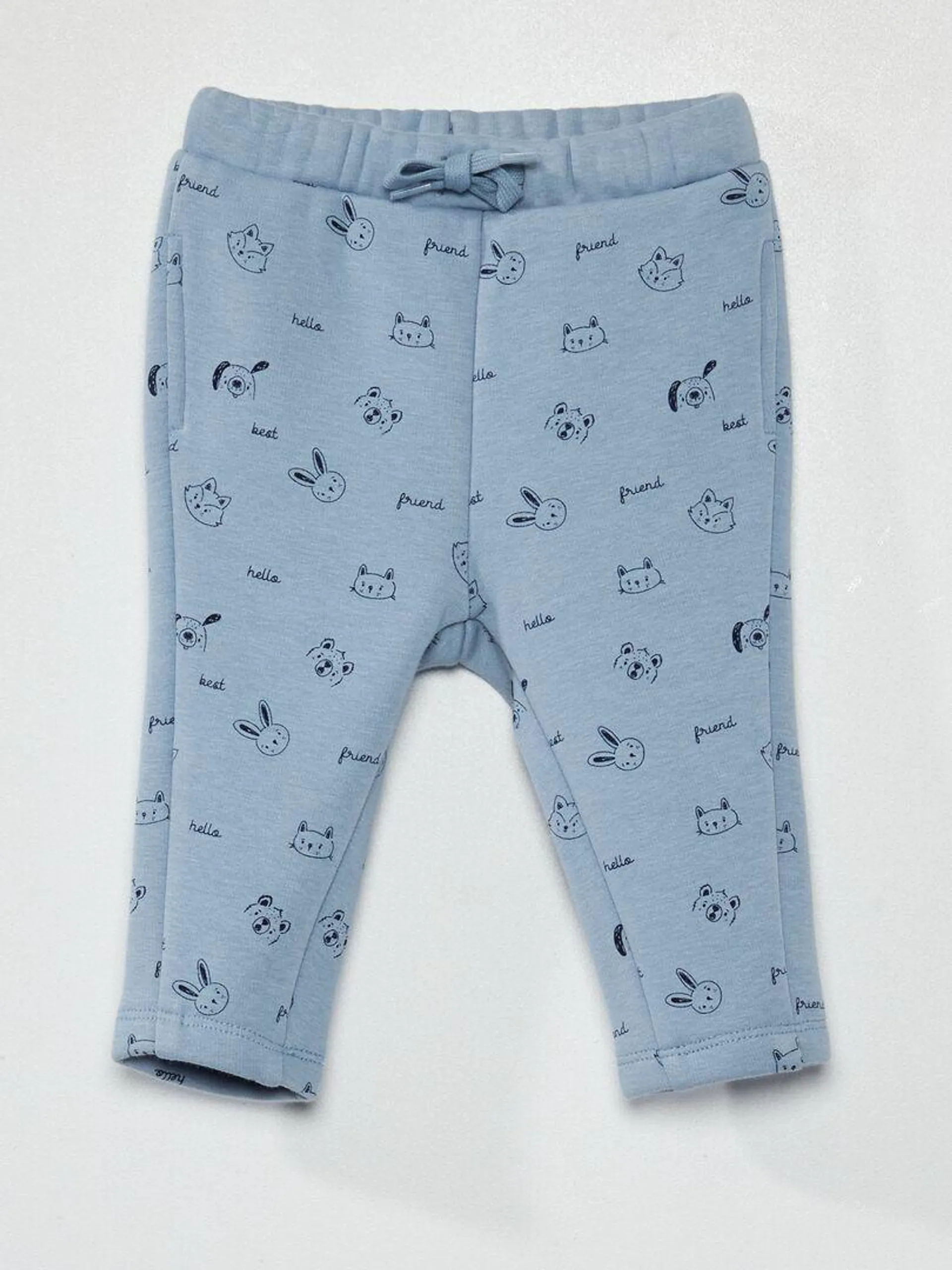 Pantalon en maille à imprimé 'animaux' - Bleu