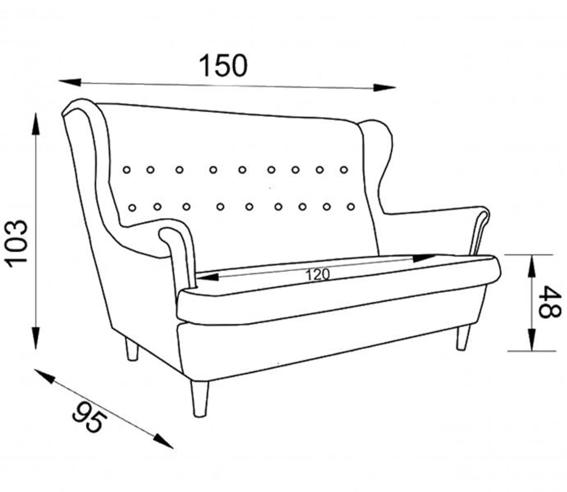 Sofa 2-osobowa Werina (boucle cappuccino)