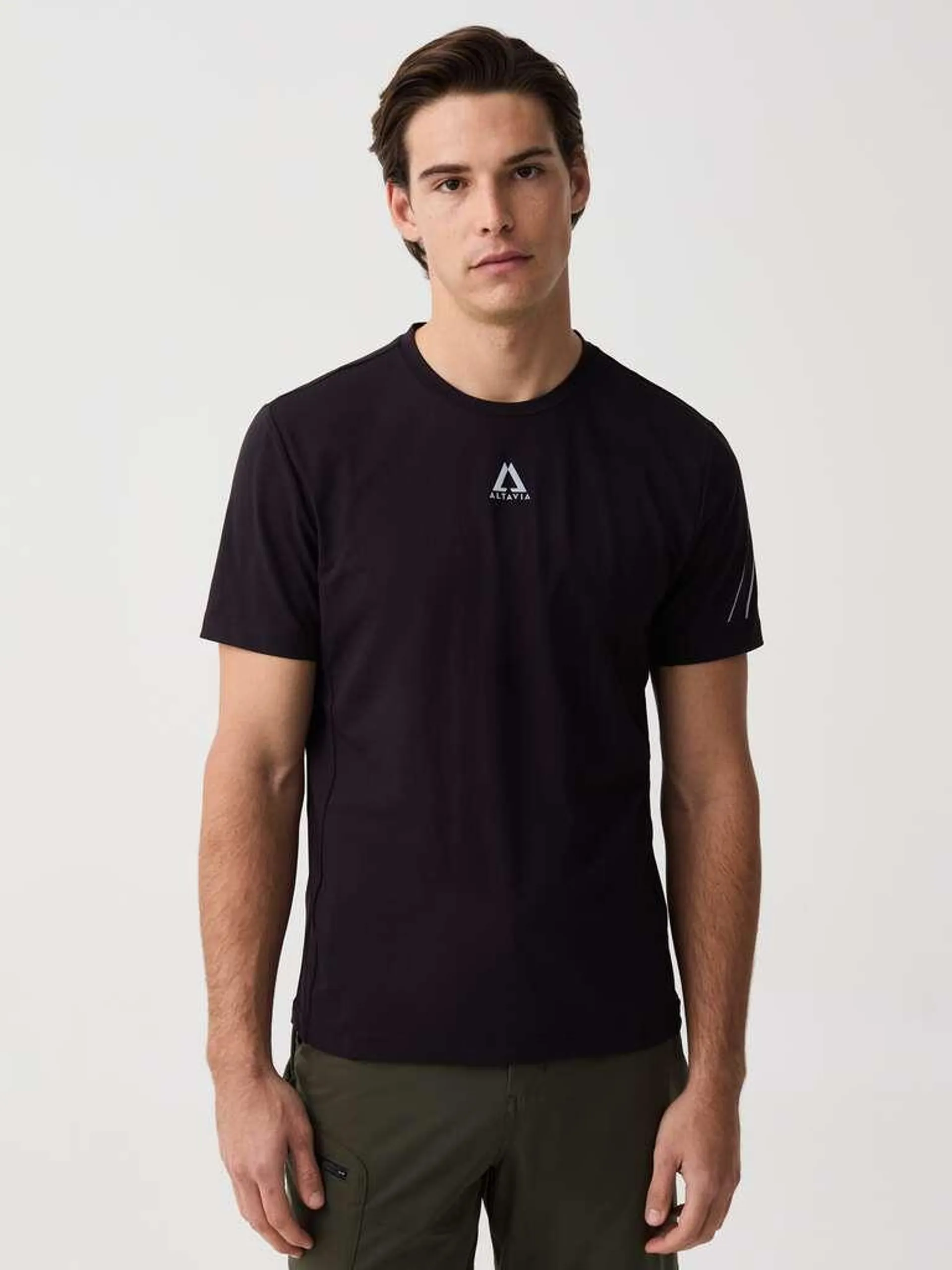 Black Altavia T-shirt in technical fabric with print