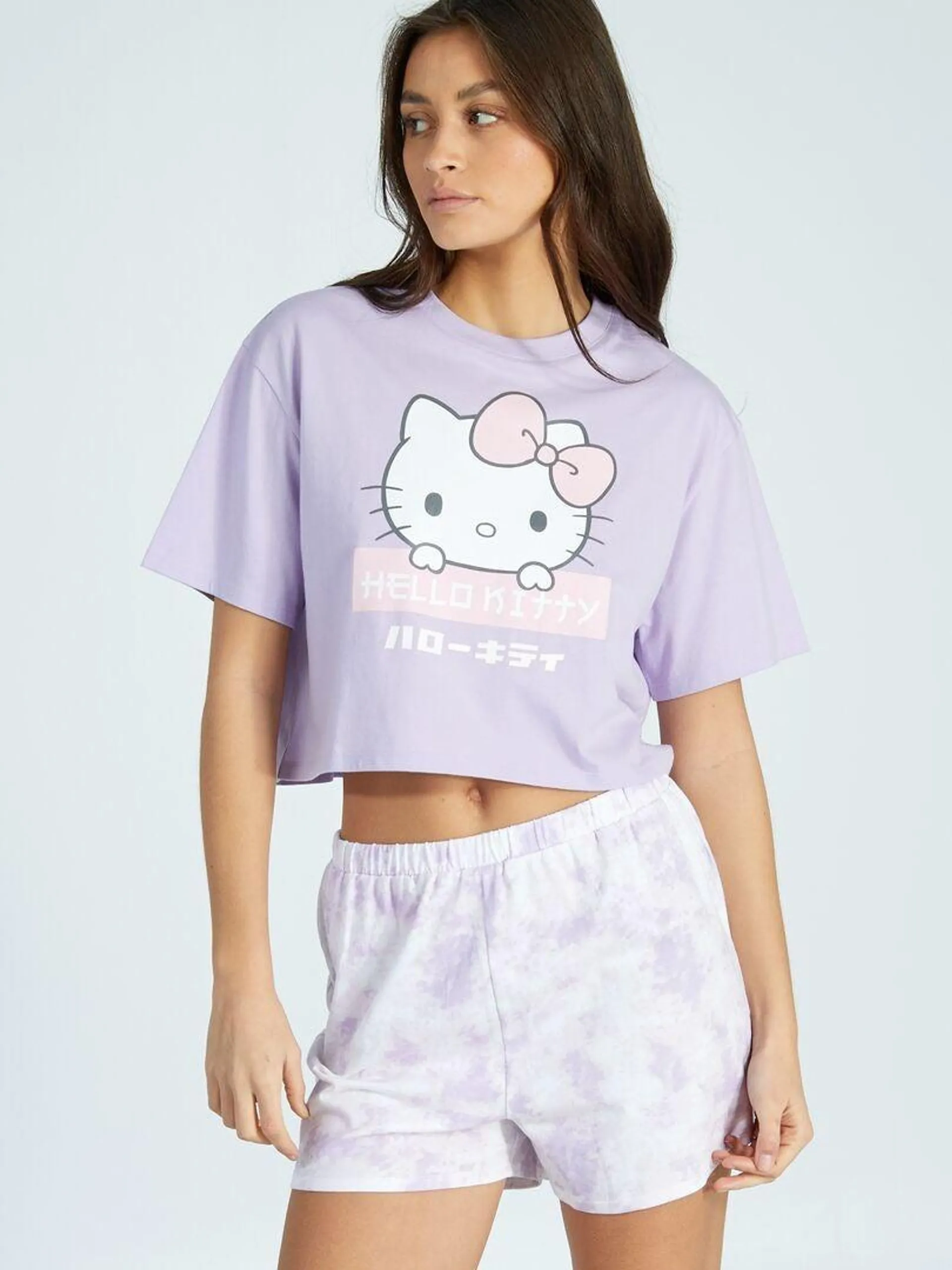 Pyjama court 'Hello Kitty' - 2 pièces - Violet